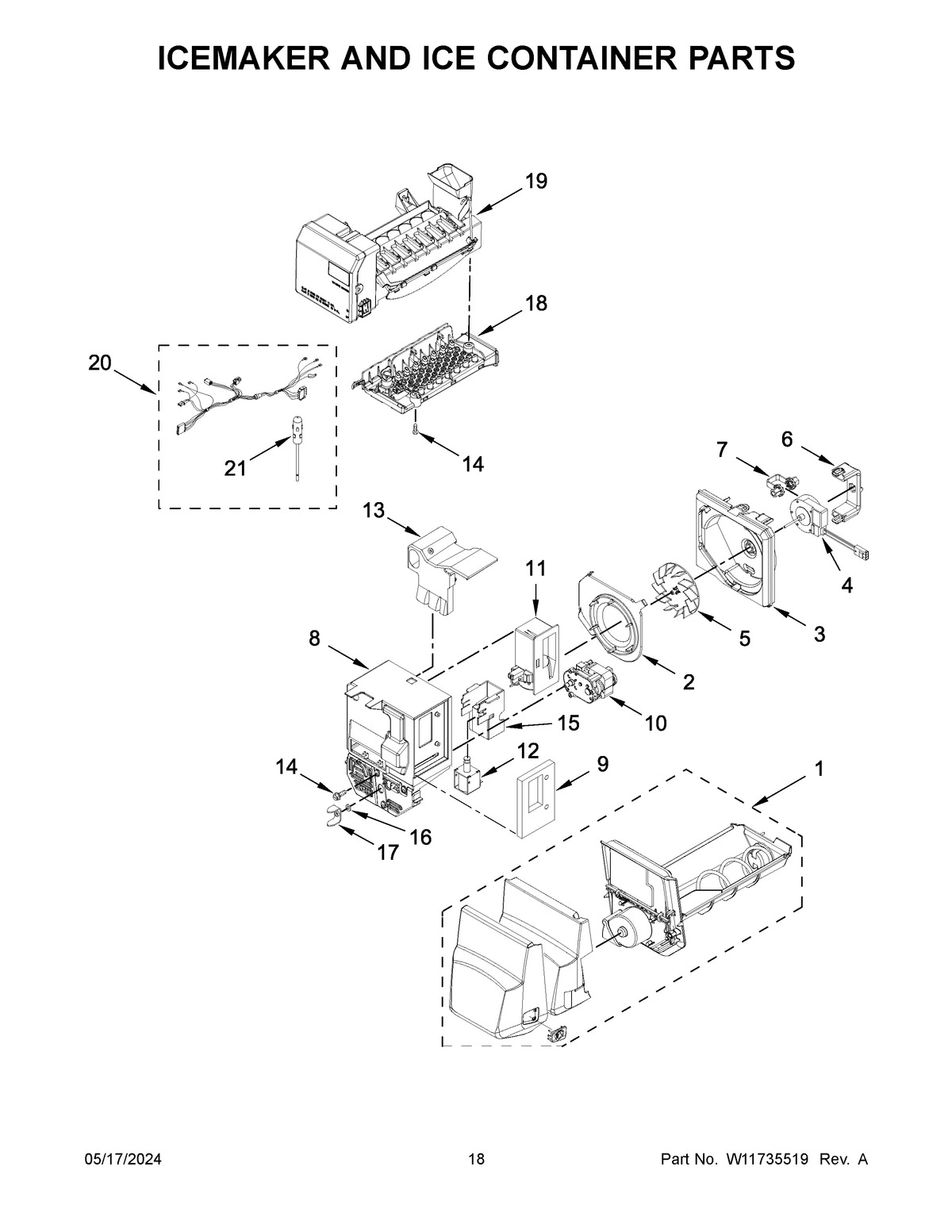 10 - ICEMAKER AND ICE CONTAINER PARTS
