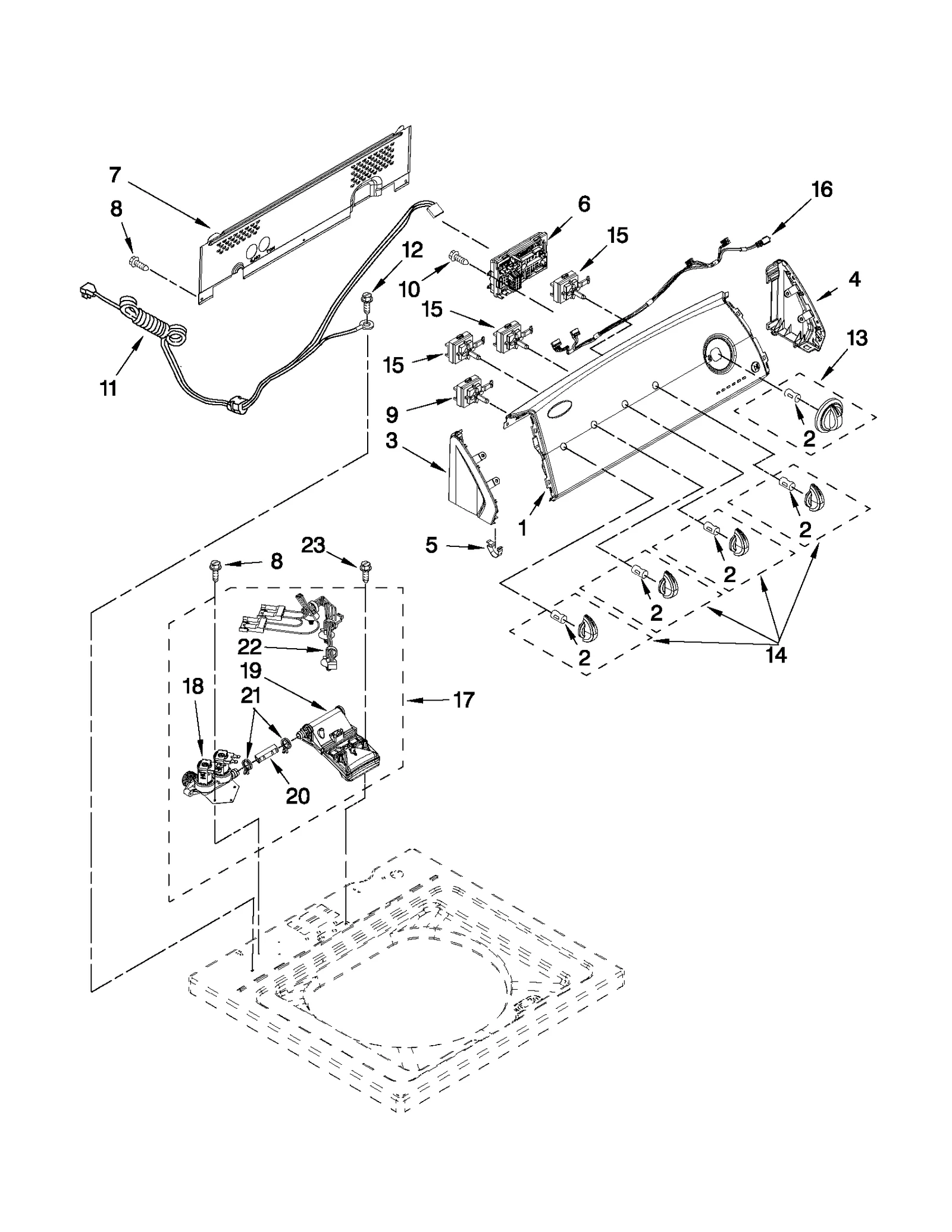 CONSOLE AND WATER INLET PARTS