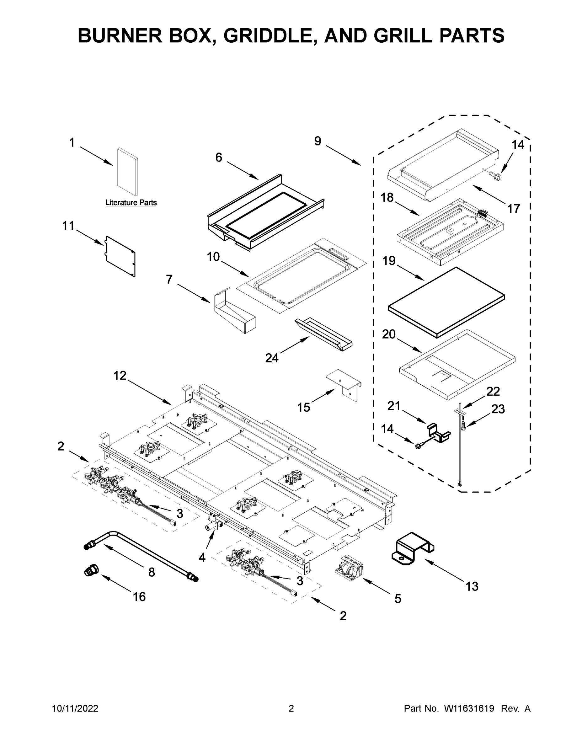 02 - BURNER BOX, GRIDDLE, AND GRILL PARTS