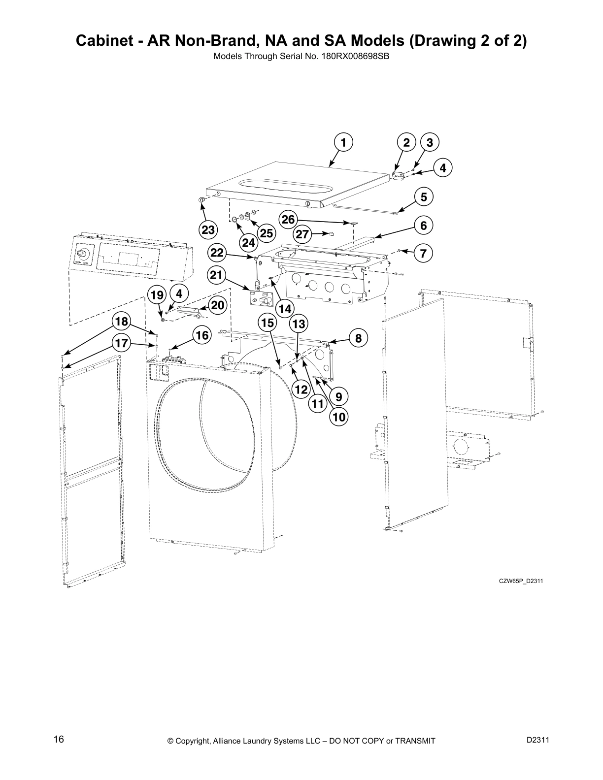Cabinet - AR Non-Brand, NA and SA Models (Drawing 2 of 2)