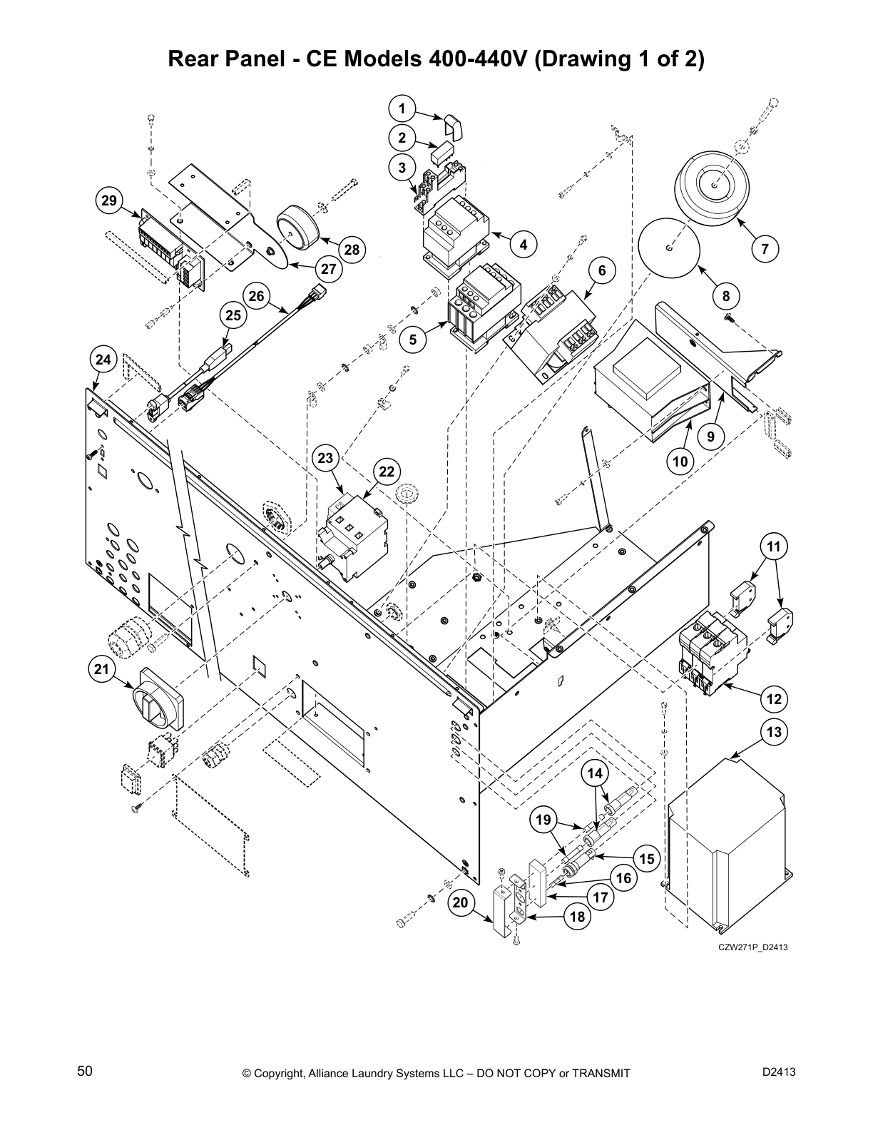 Rear Panel - CE Models 400-440V (Drawing 1 of 2)