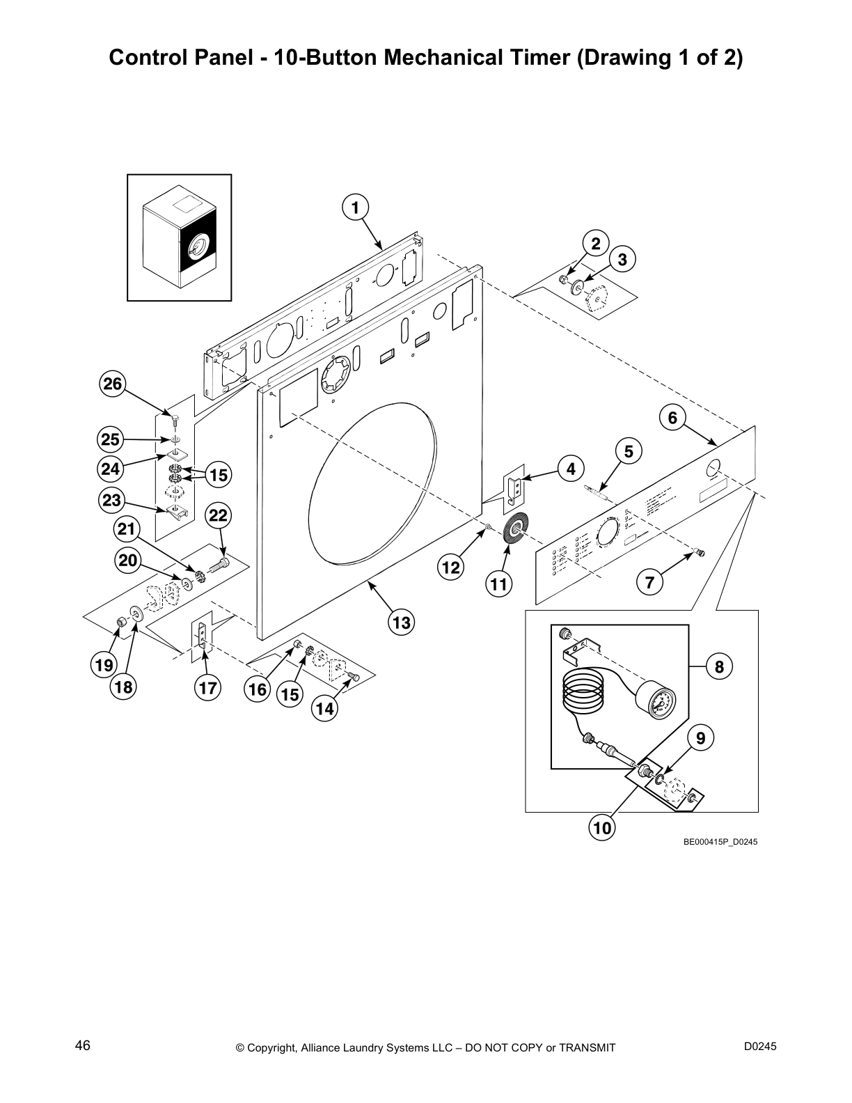 Control Panel - 10-Button Mechanical Timer (Drawing 1 of 2)