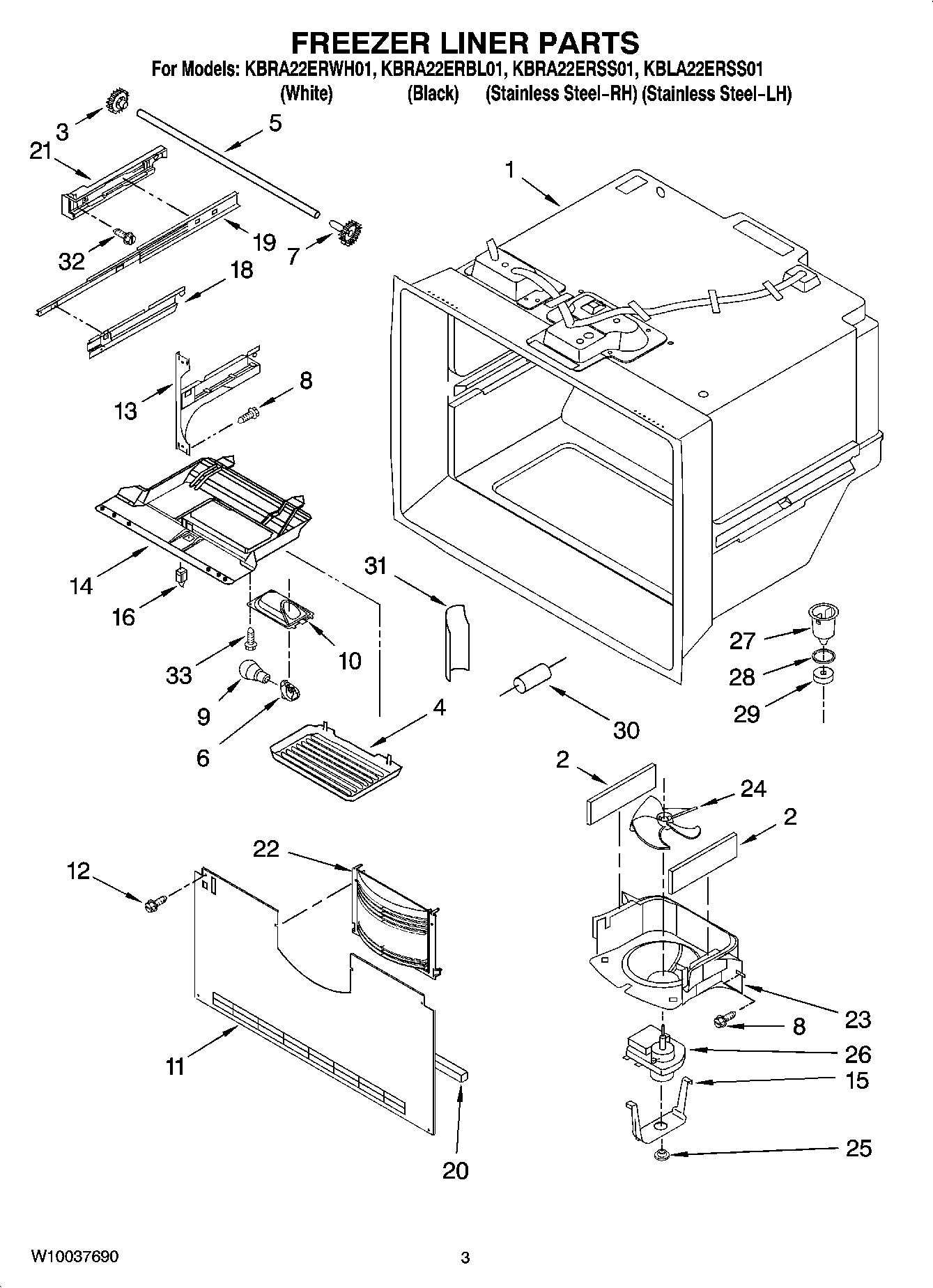 02 - FREEZER LINER PARTS