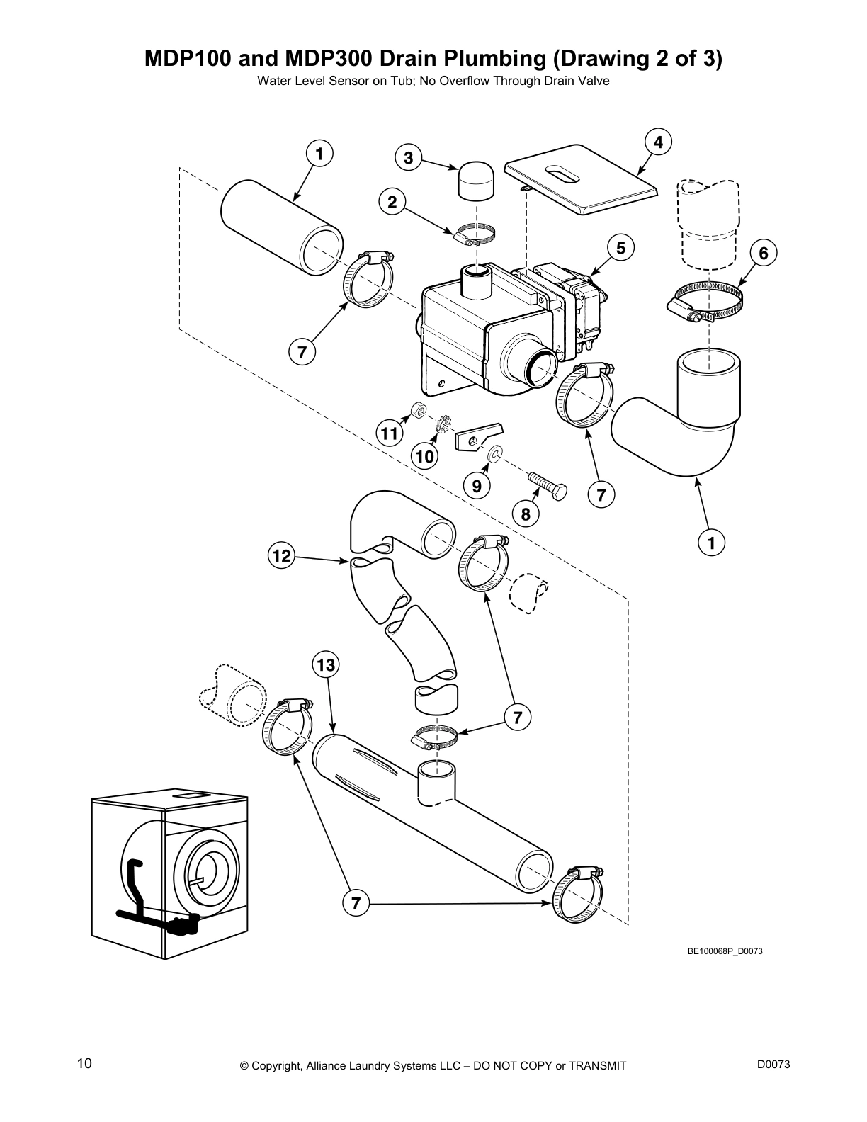 MDP100 and MDP300 Drain Plumbing (Drawing 2 of 3)