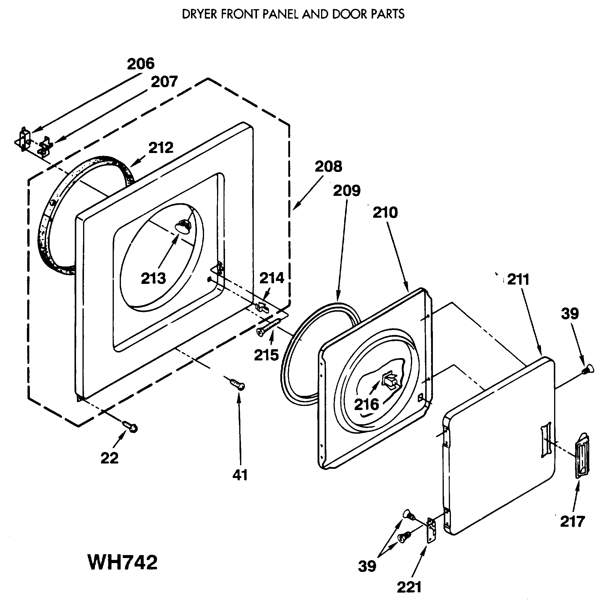 DRYER FRONT PANEL AND DOOR PARTS