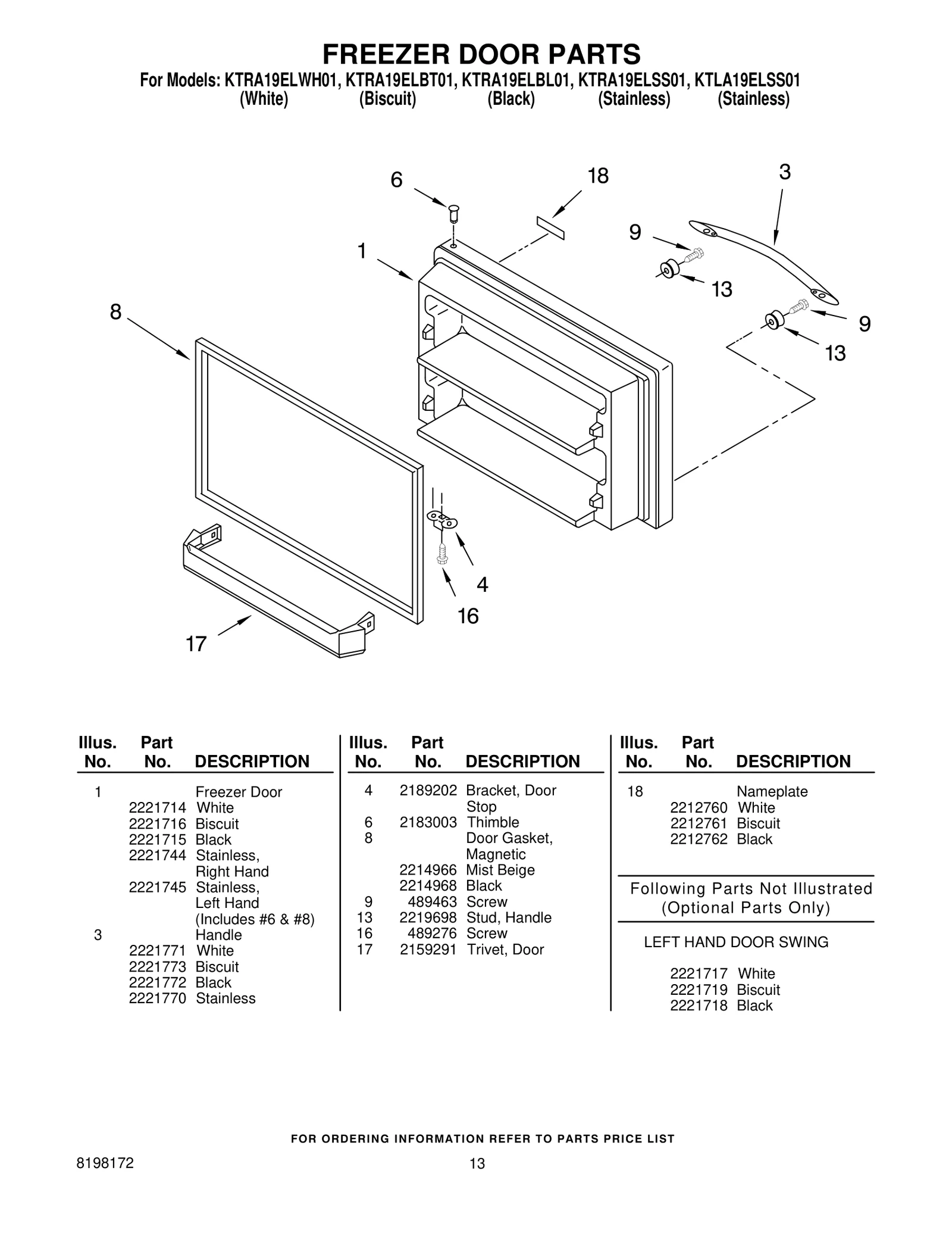 FREEZER DOOR PARTS