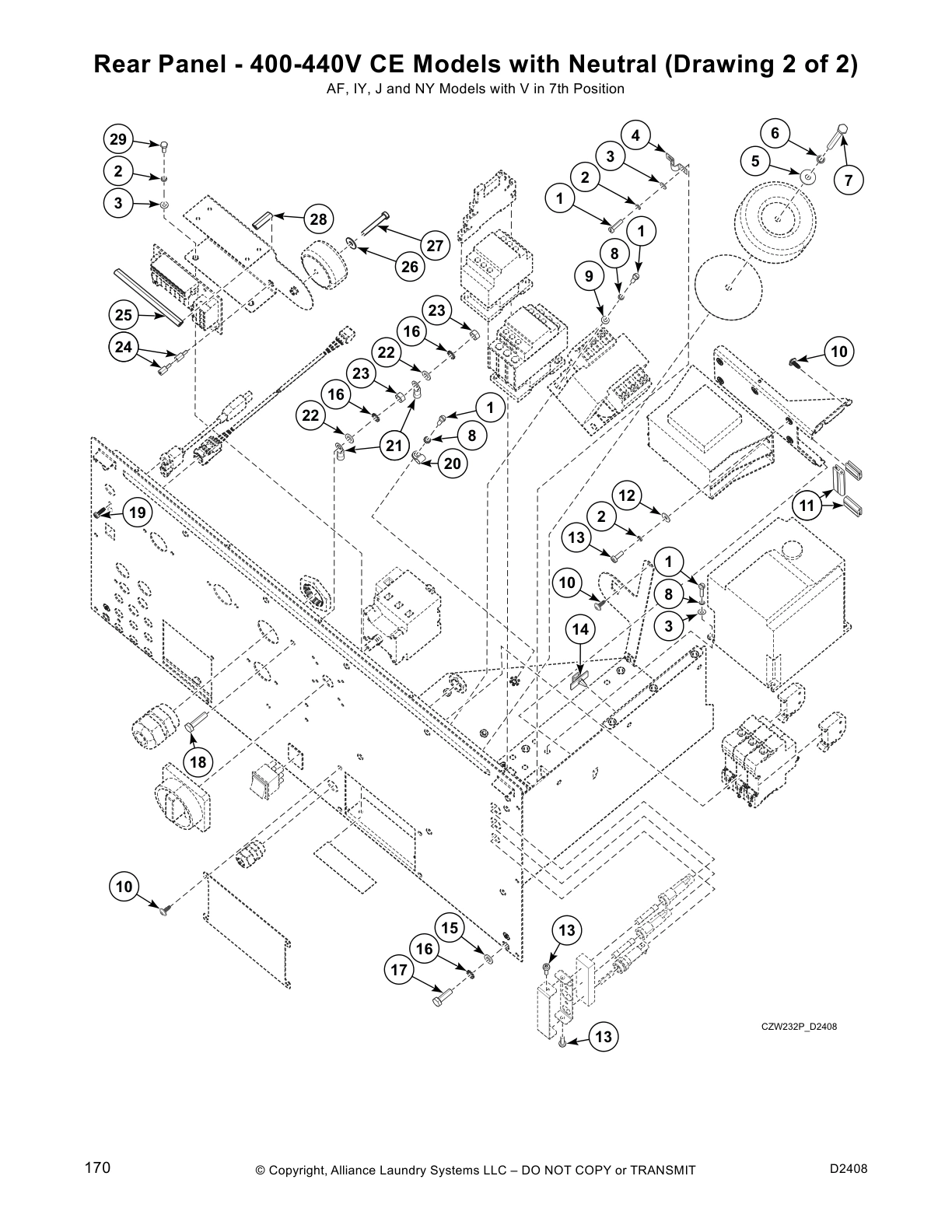 Rear Panel - 400-440V CE Models with Neutral (Drawing 2 of 2)