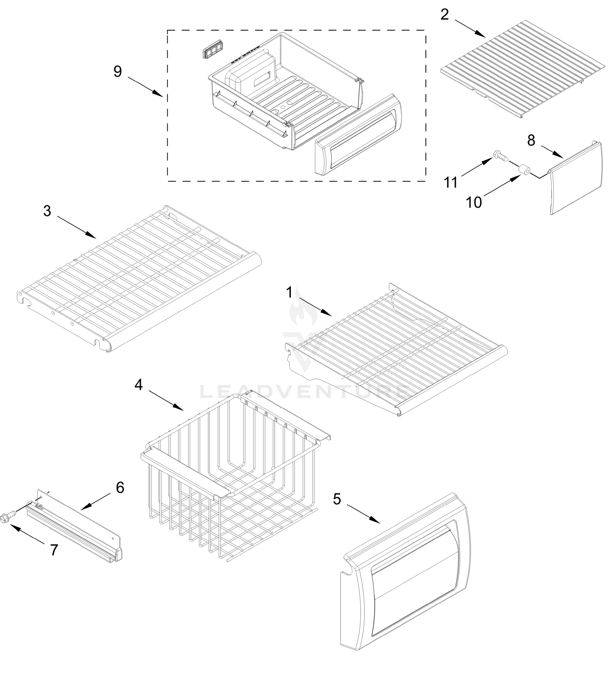 FREEZER SHELF PARTS