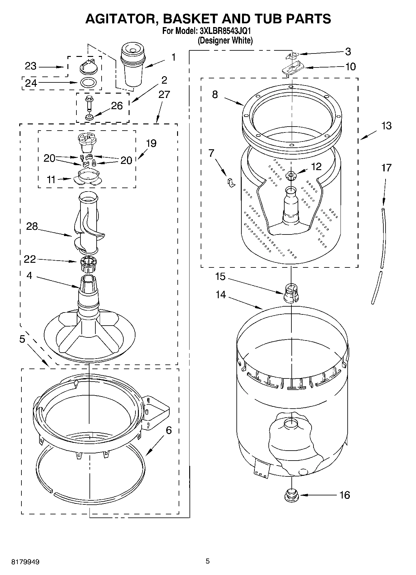 03 - AGITATOR, BASKET AND TUB PARTS