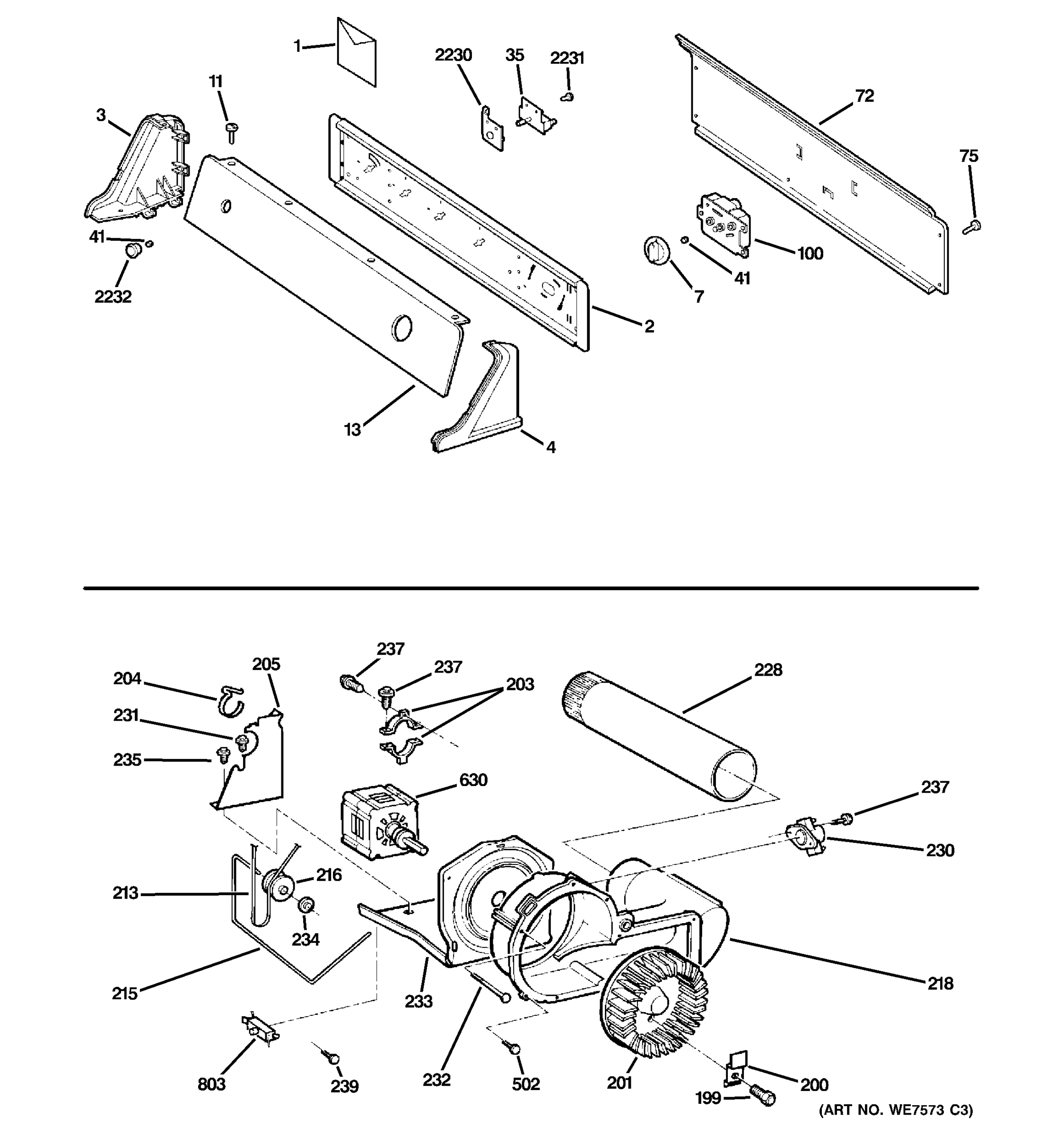CONTROLS, BACKSPLASH, BLOWER & MOTOR