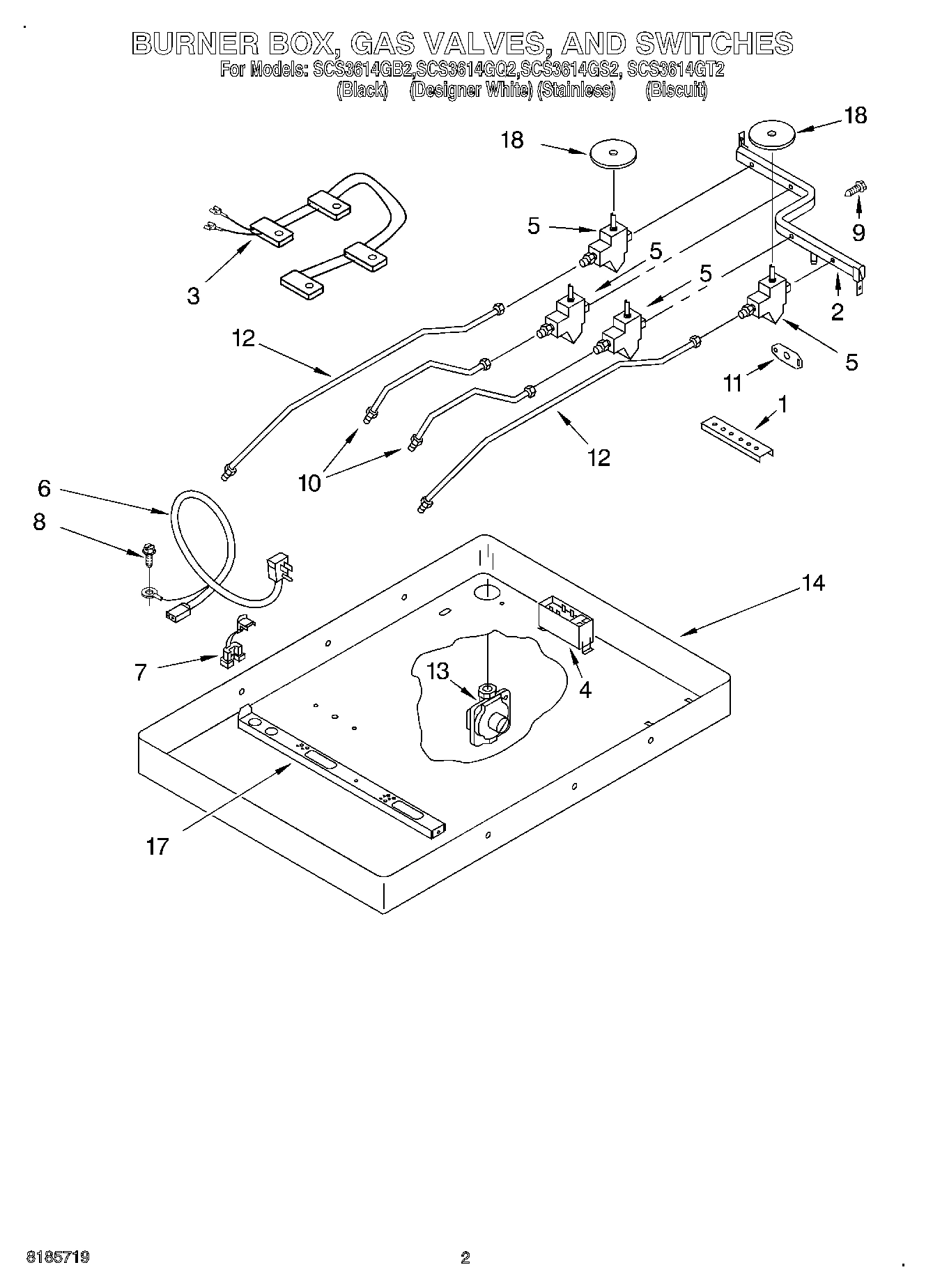 02 - BURNER BOX, GAS VALVES, AND SWITCHES