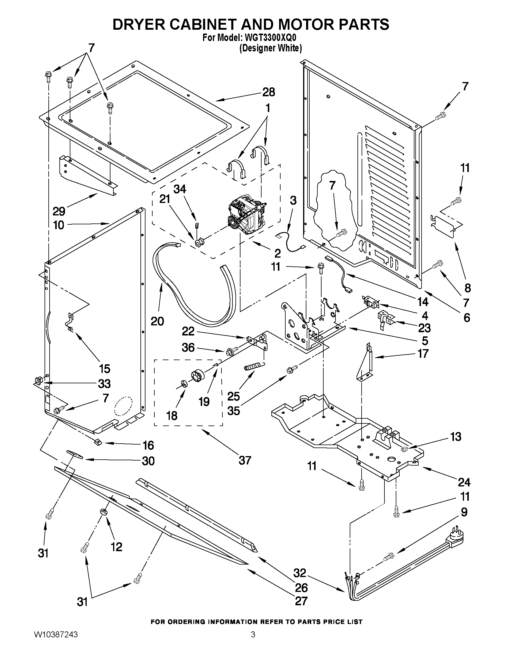 03 - DRYER CABINET AND MOTOR PARTS