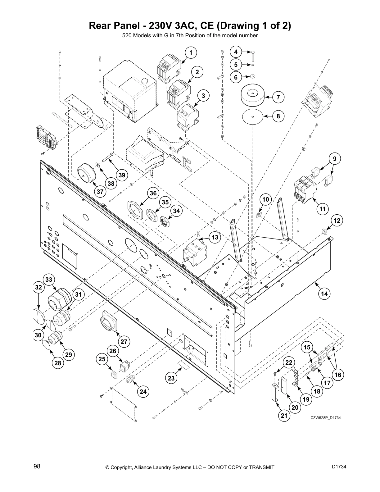 Rear Panel - 230V 3AC, CE (Drawing 1 of 2)