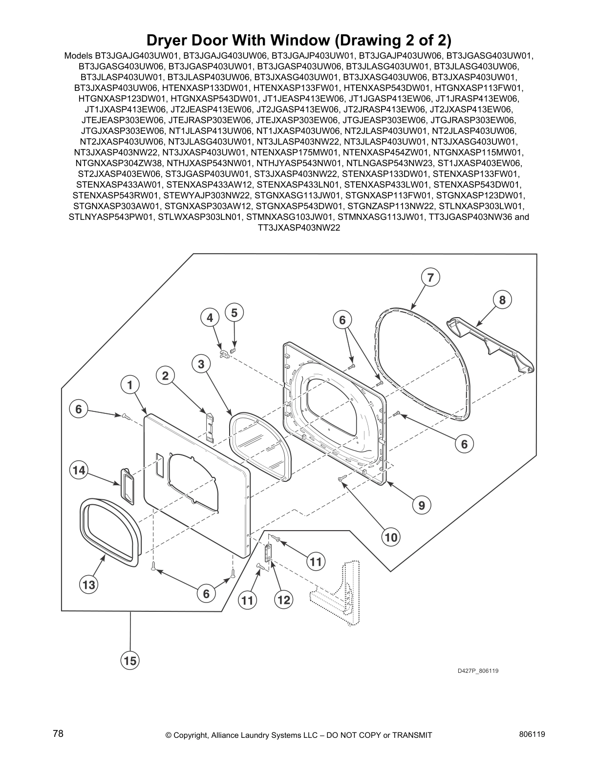 Dryer Door With Window (Drawing 2 of 2)
