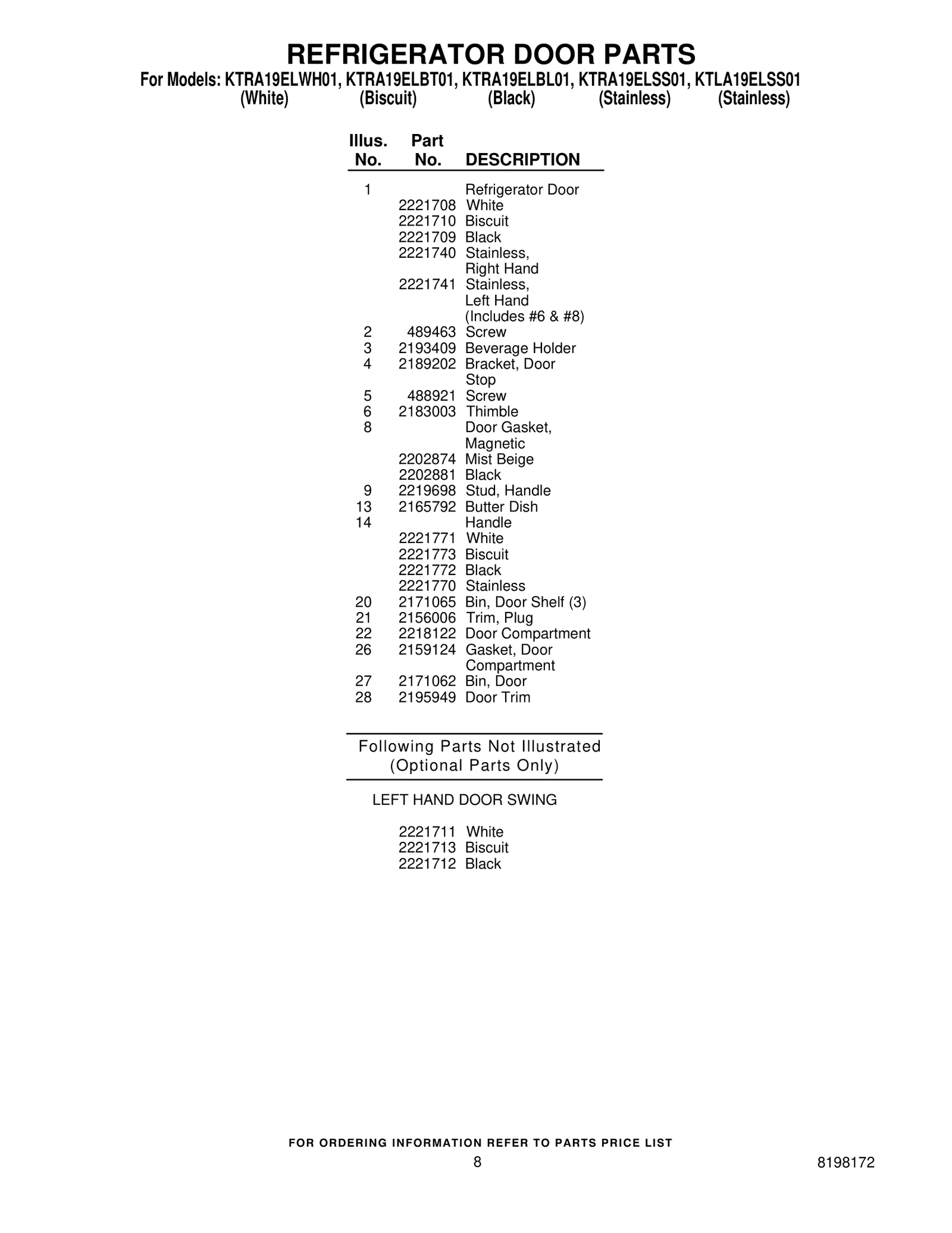 REFRIGERATOR DOOR PARTS
