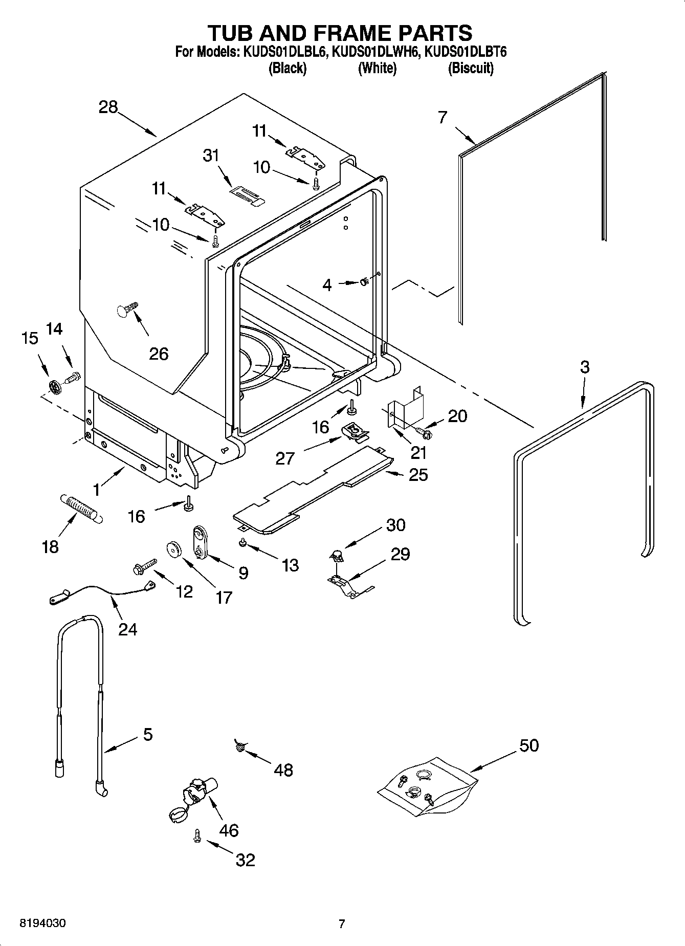 07 - TUB AND FRAME PARTS