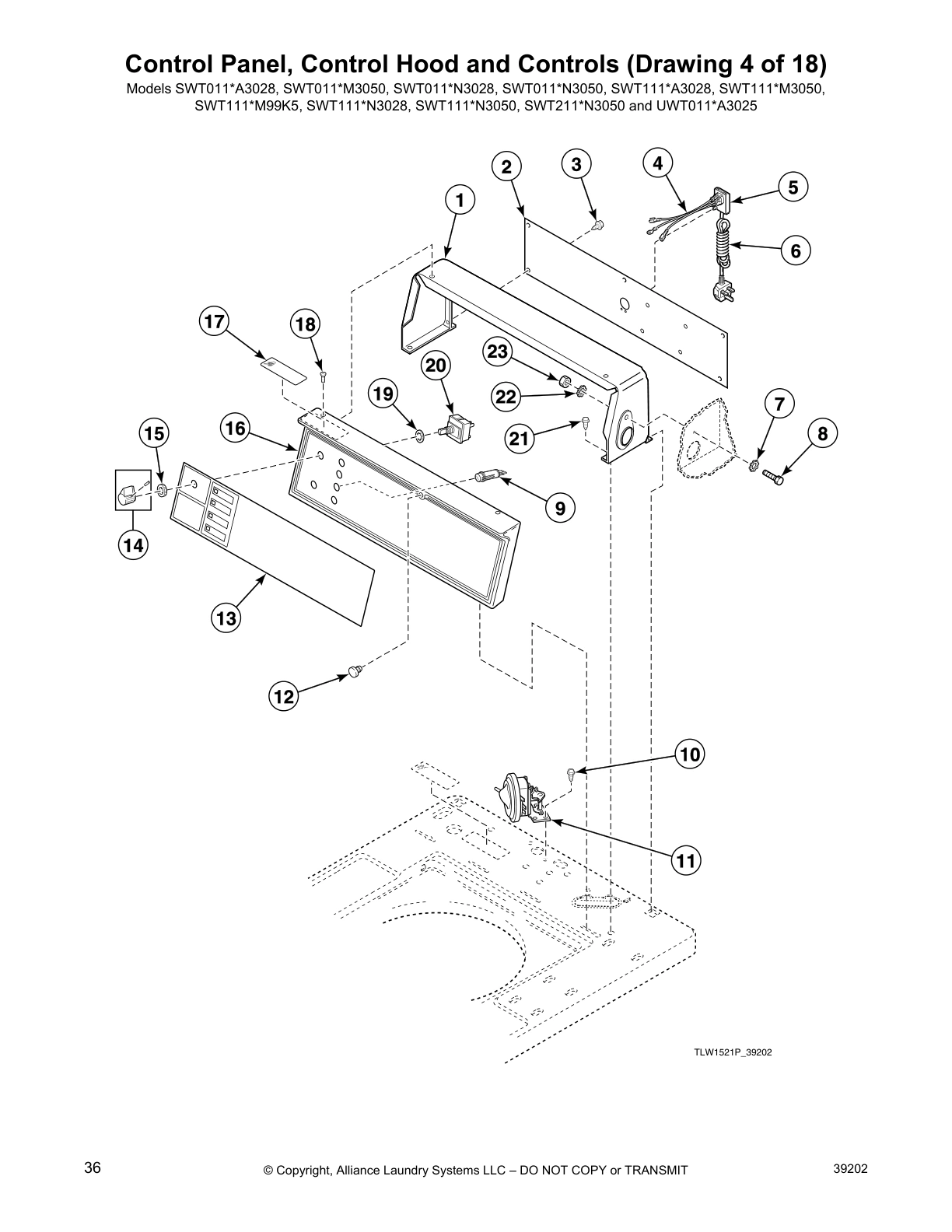 Control Panel, Control Hood and Controls (Drawing 4 of 18)
