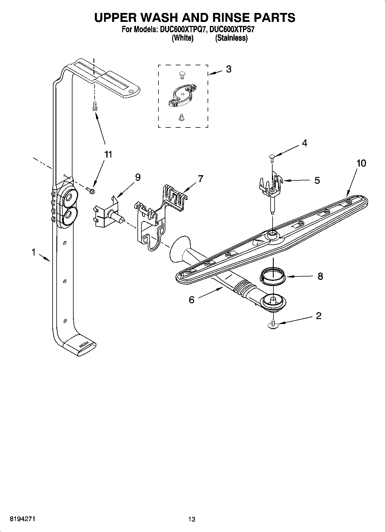 10 - UPPER WASH AND RINSE PARTS