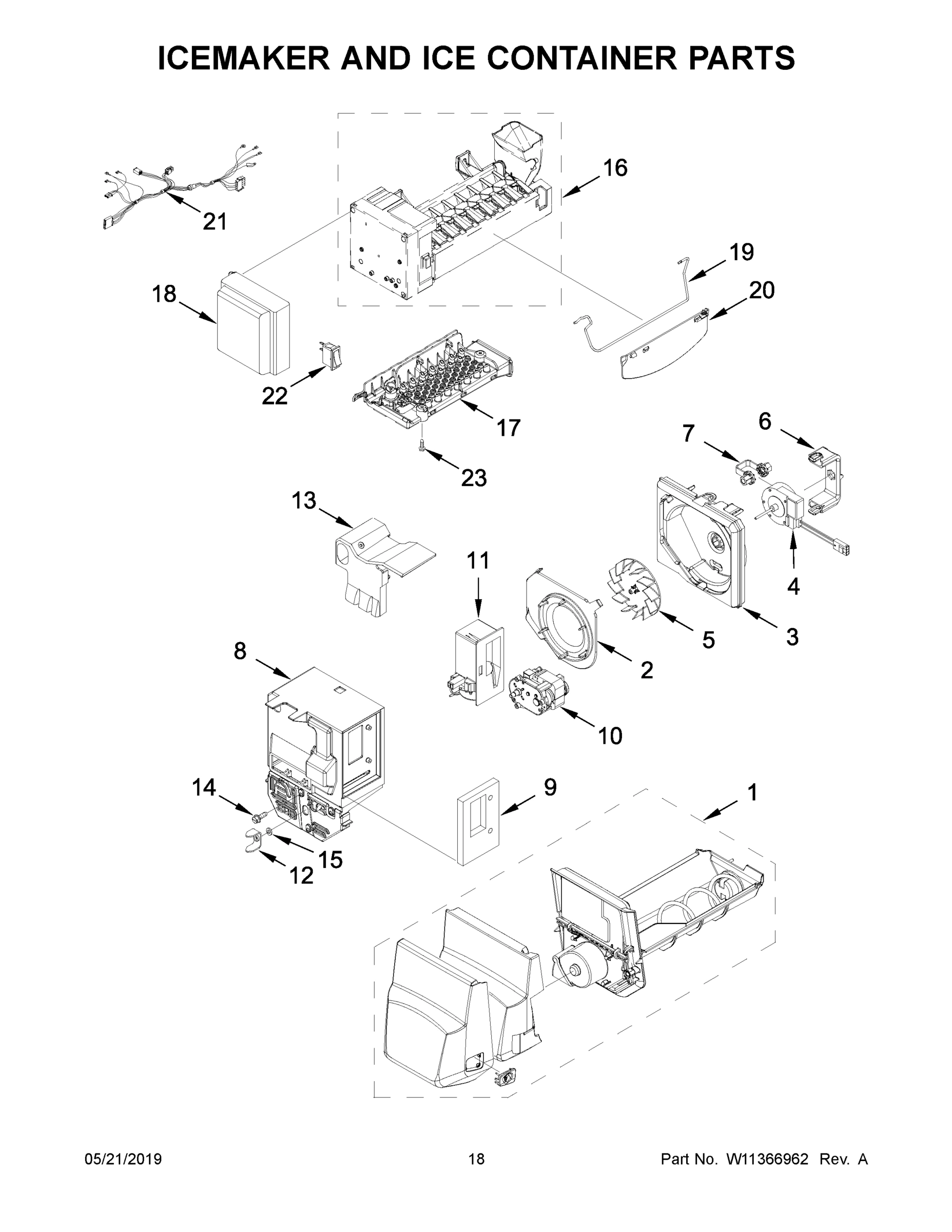 10 - ICEMAKER AND ICE CONTAINER PARTS