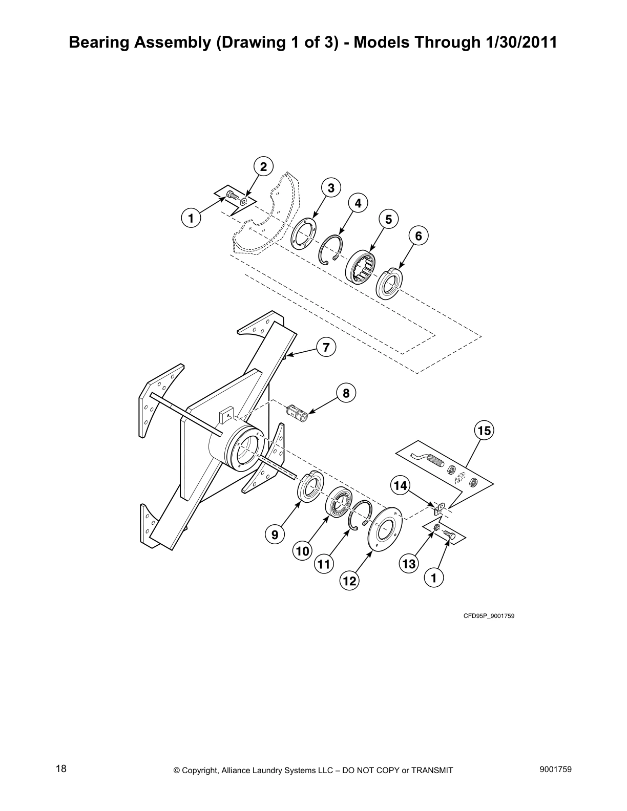 Bearing Assembly (Drawing 1 of 3) - Models Through 1/30/2011