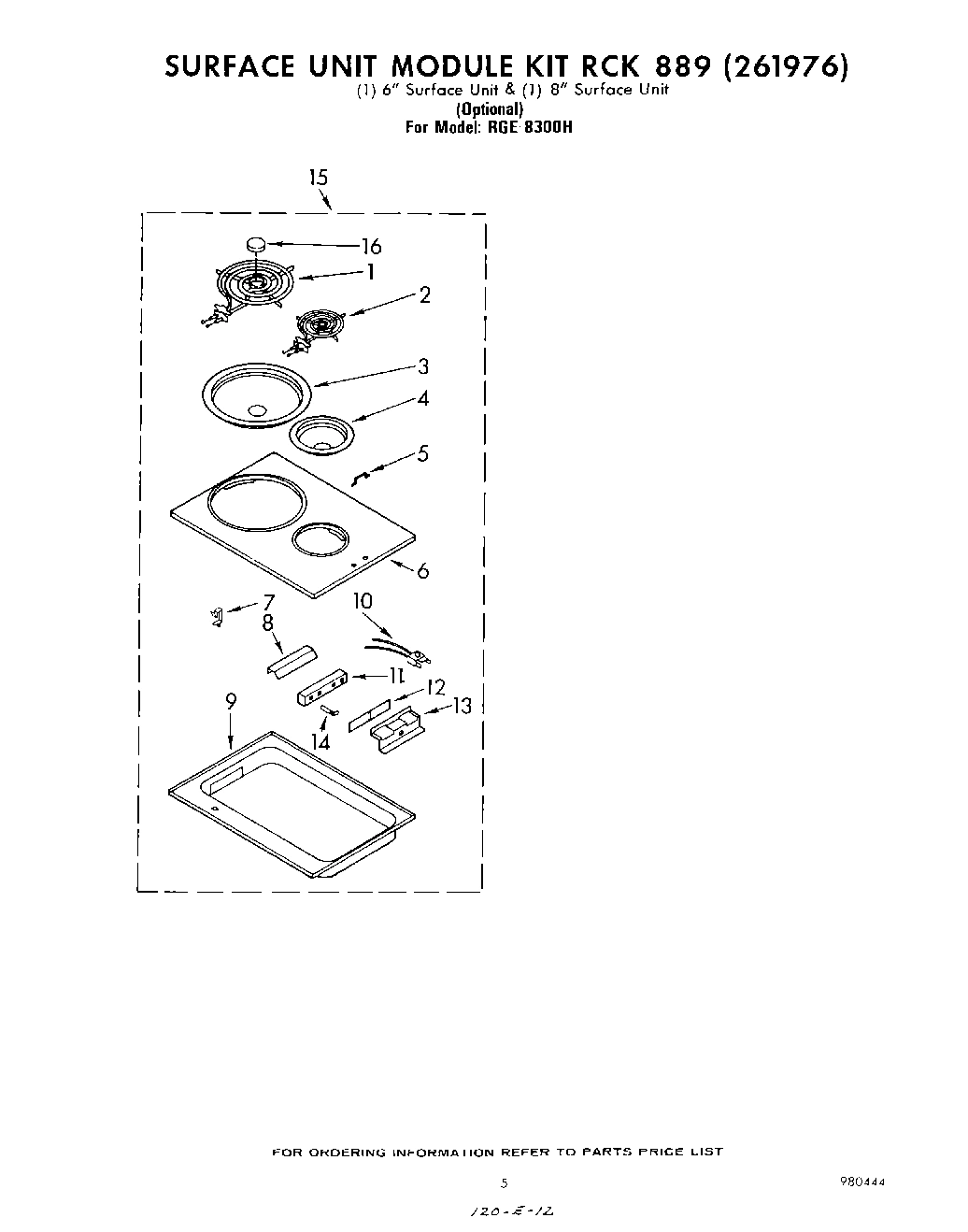 05 - SURFACE UNIT KIT RCK889(261976)