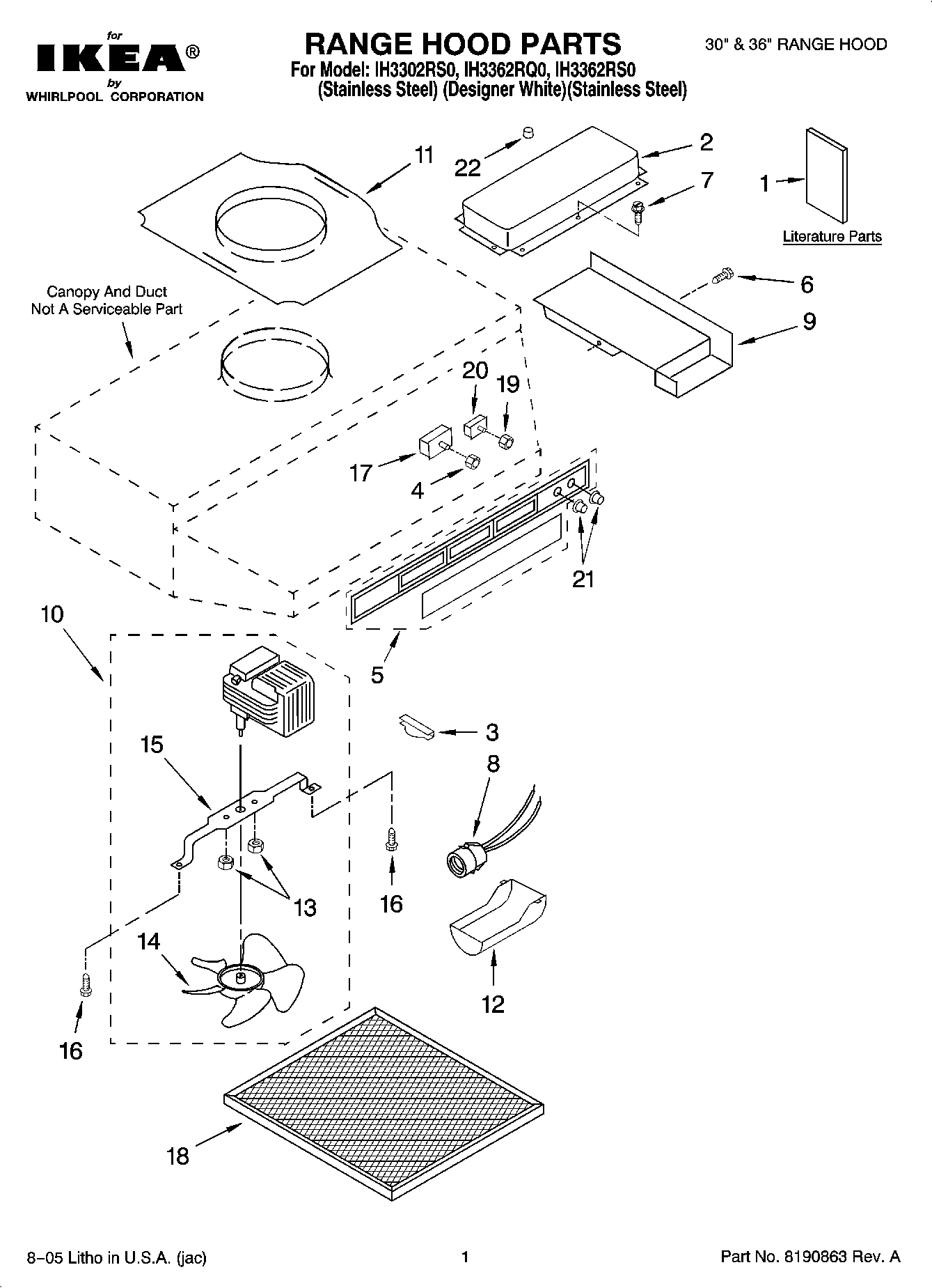 01 - RANGE HOOD PARTS