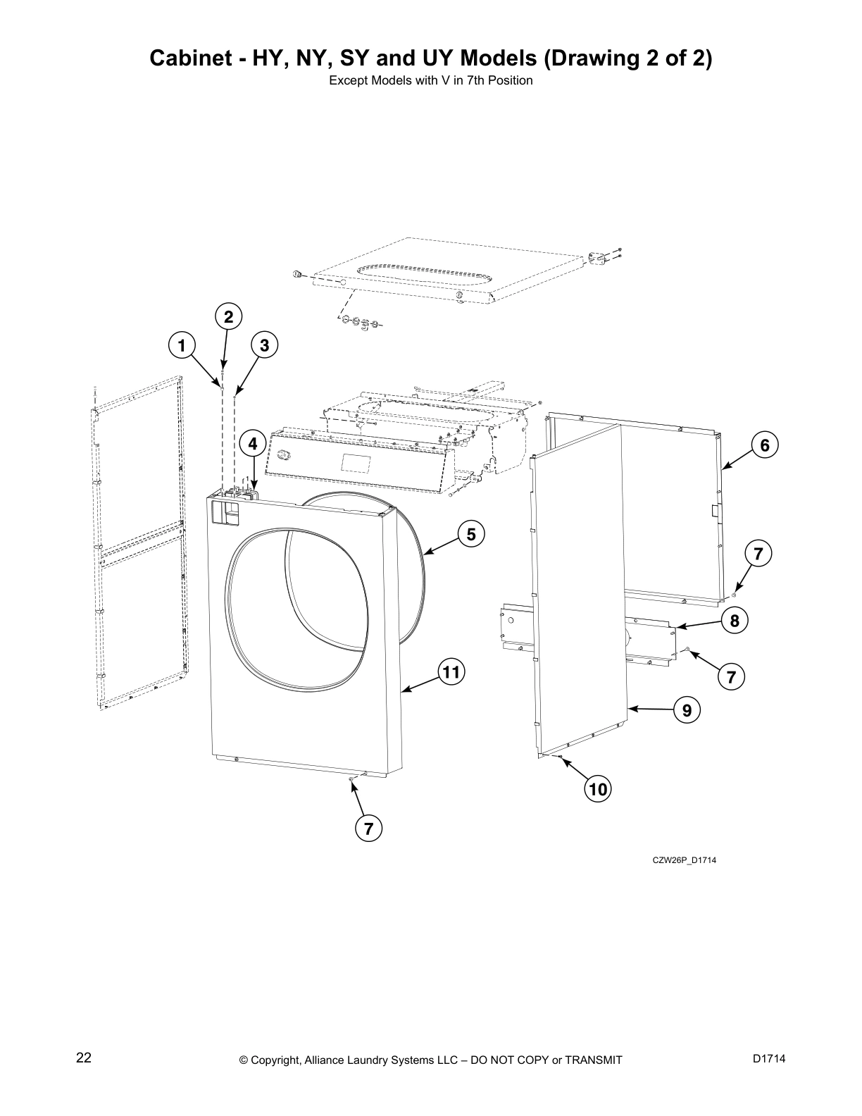 Cabinet - HY, NY, SY and UY Models (Drawing 2 of 2)