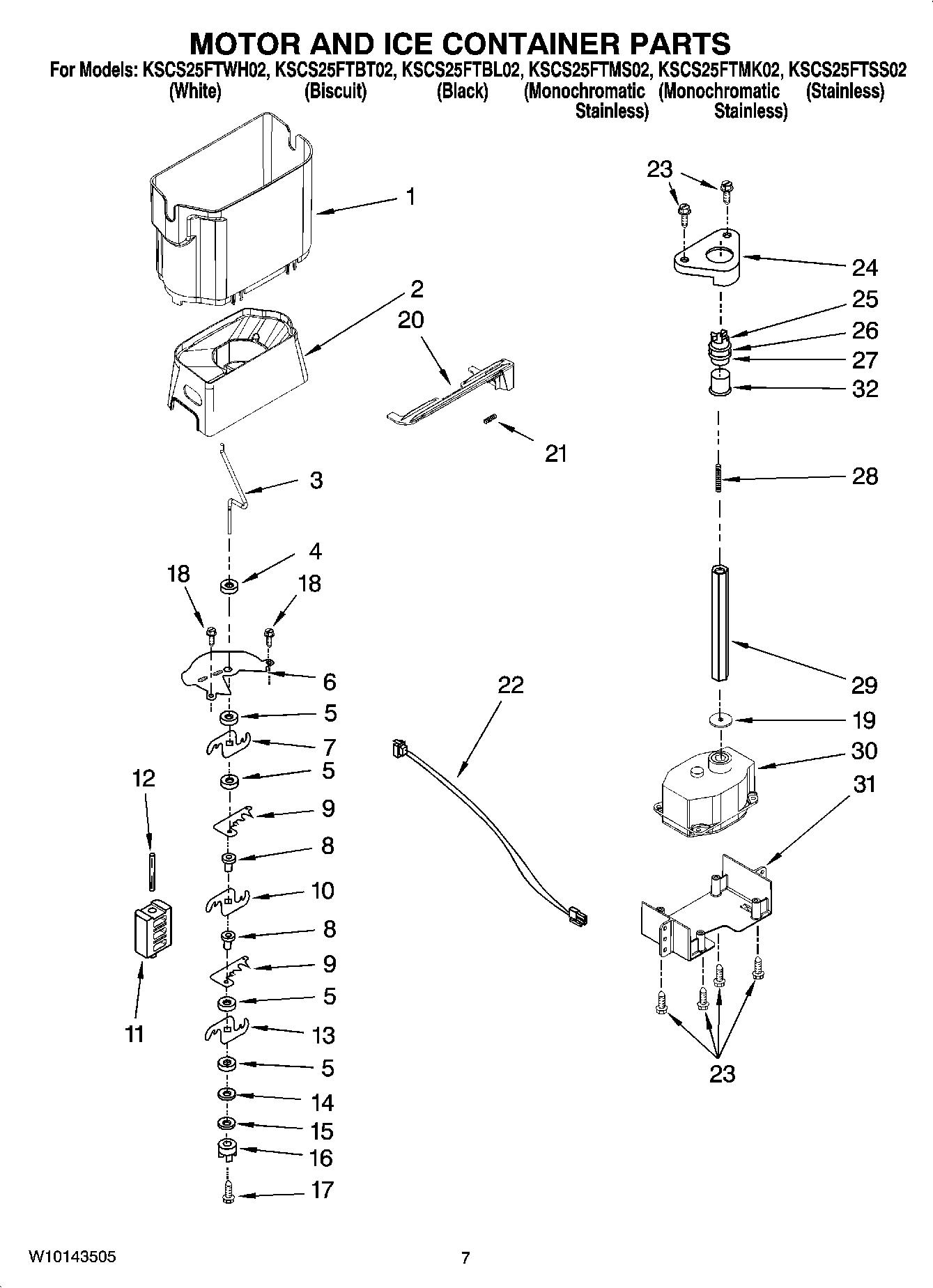 05 - MOTOR AND ICE CONTAINER PARTS