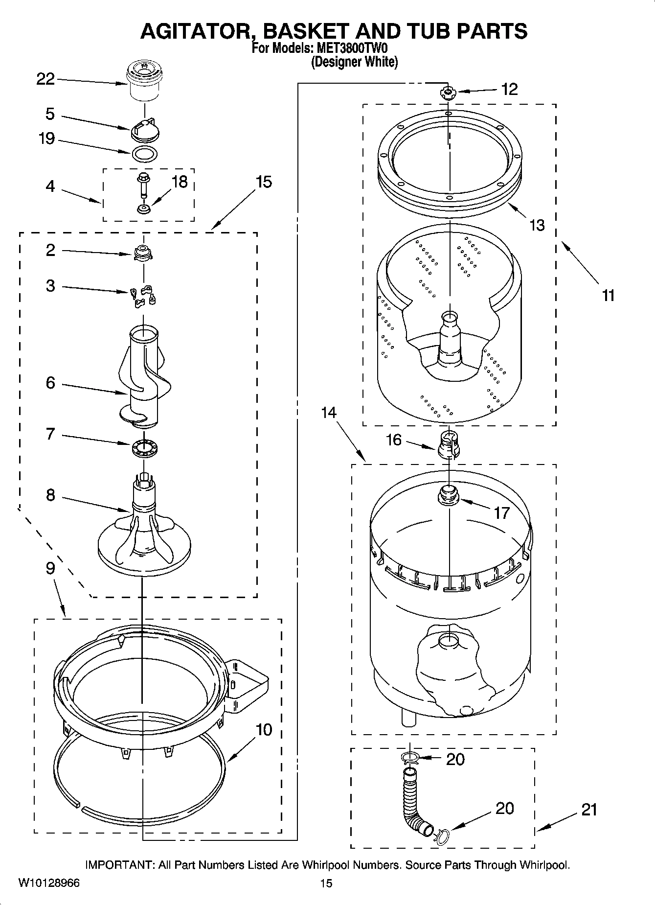 10 - AGITATOR, BASKET AND TUB PARTS