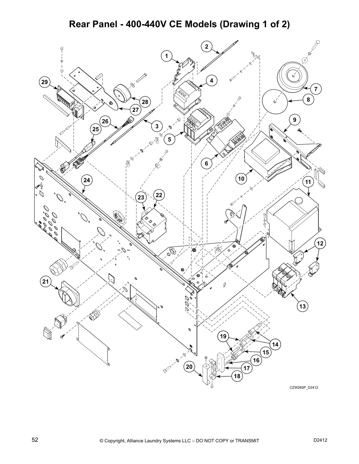 Rear Panel - 400-440V CE Models (Drawing 1 of 2)