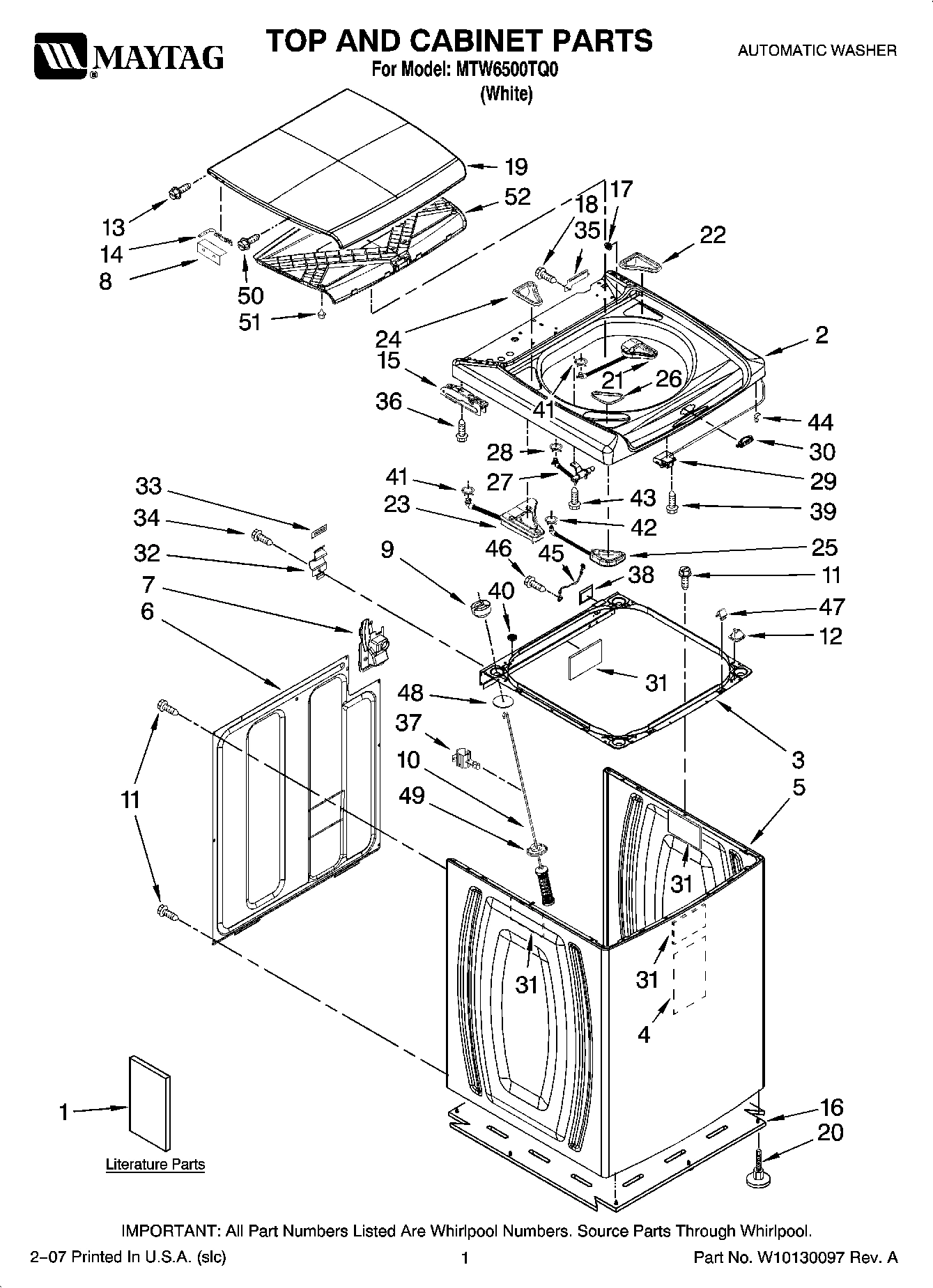01 - TOP AND CABINET PARTS