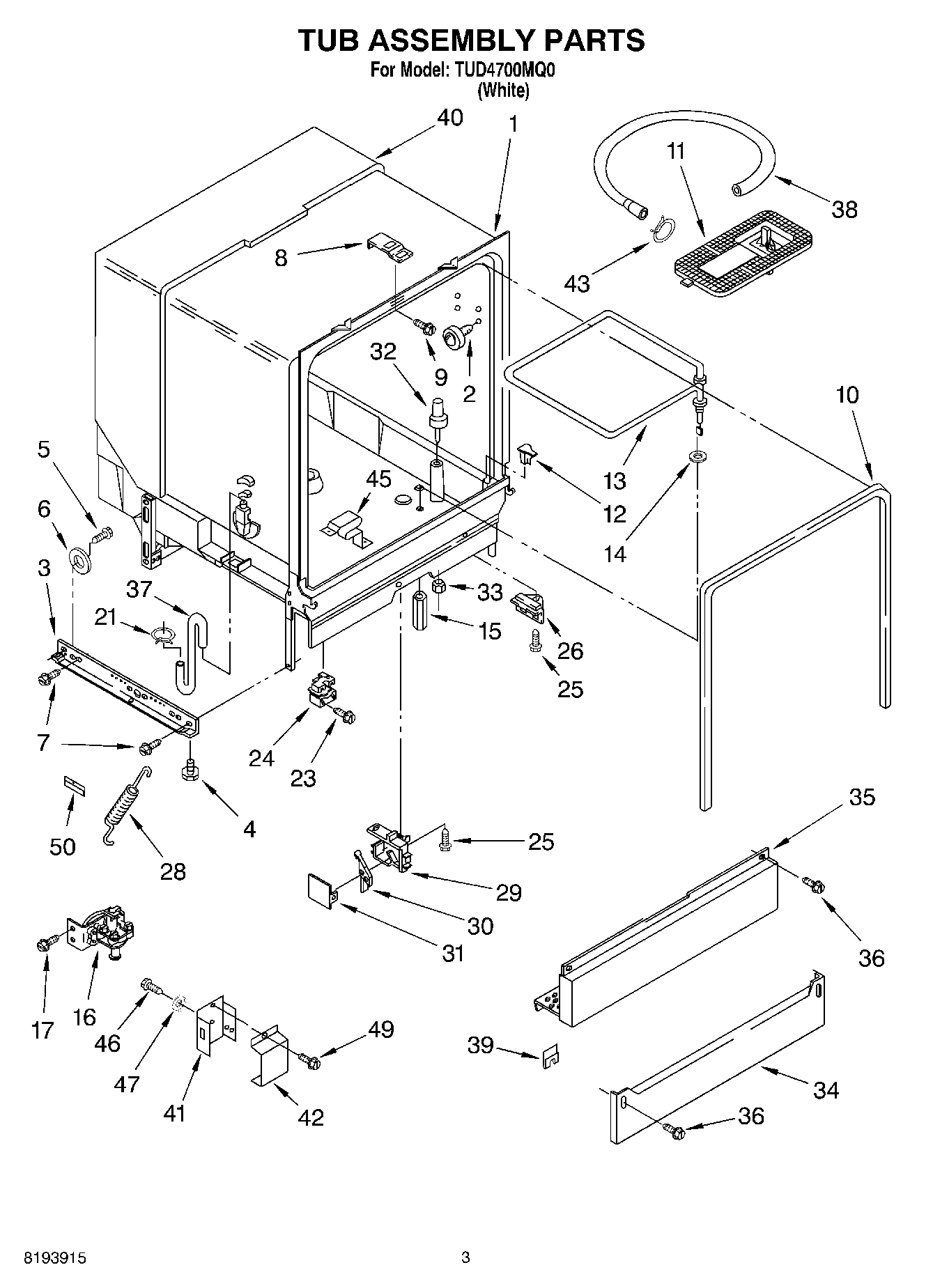03 - TUB ASSEMBLY PARTS