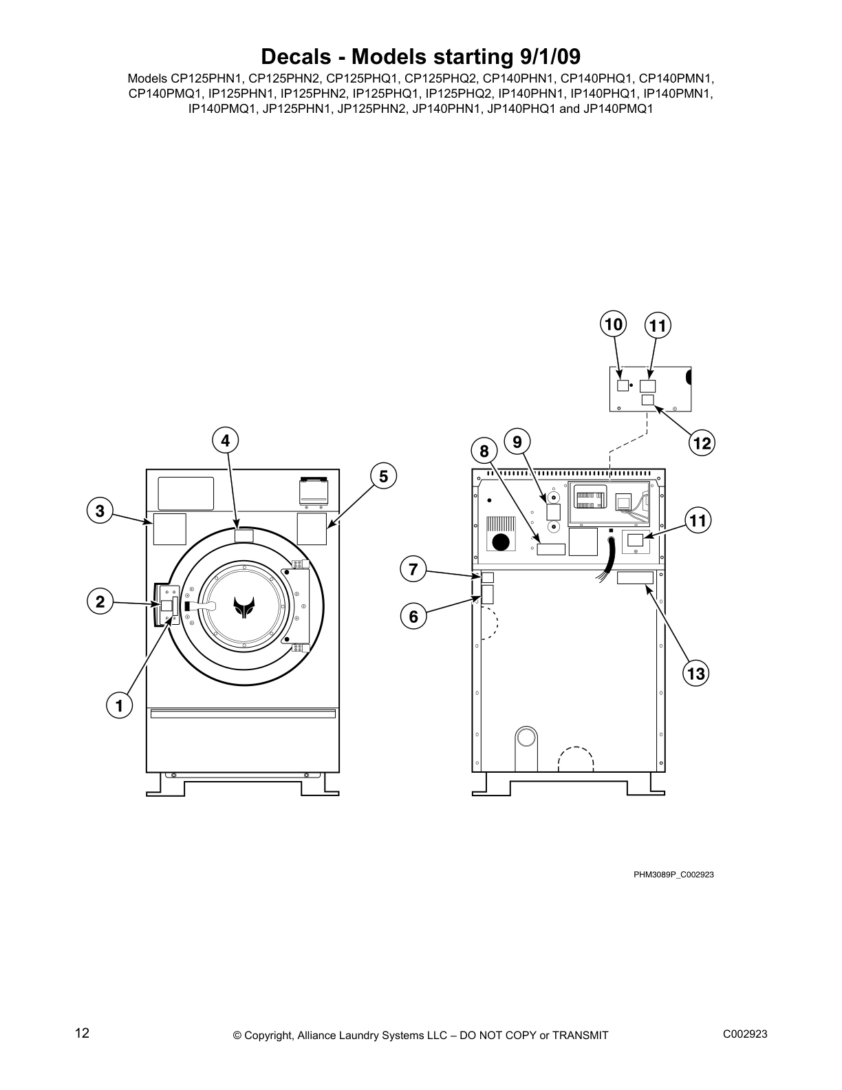 Decals - Models starting 9/1/09