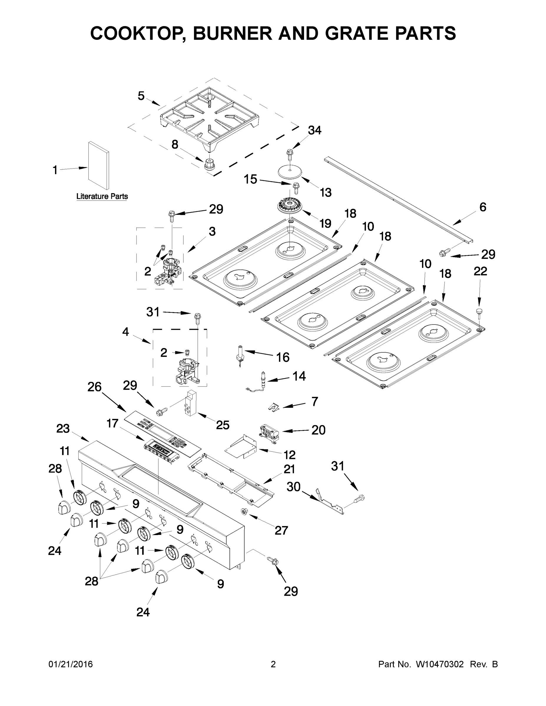 02 - COOKTOP, BURNER AND GRATE PARTS