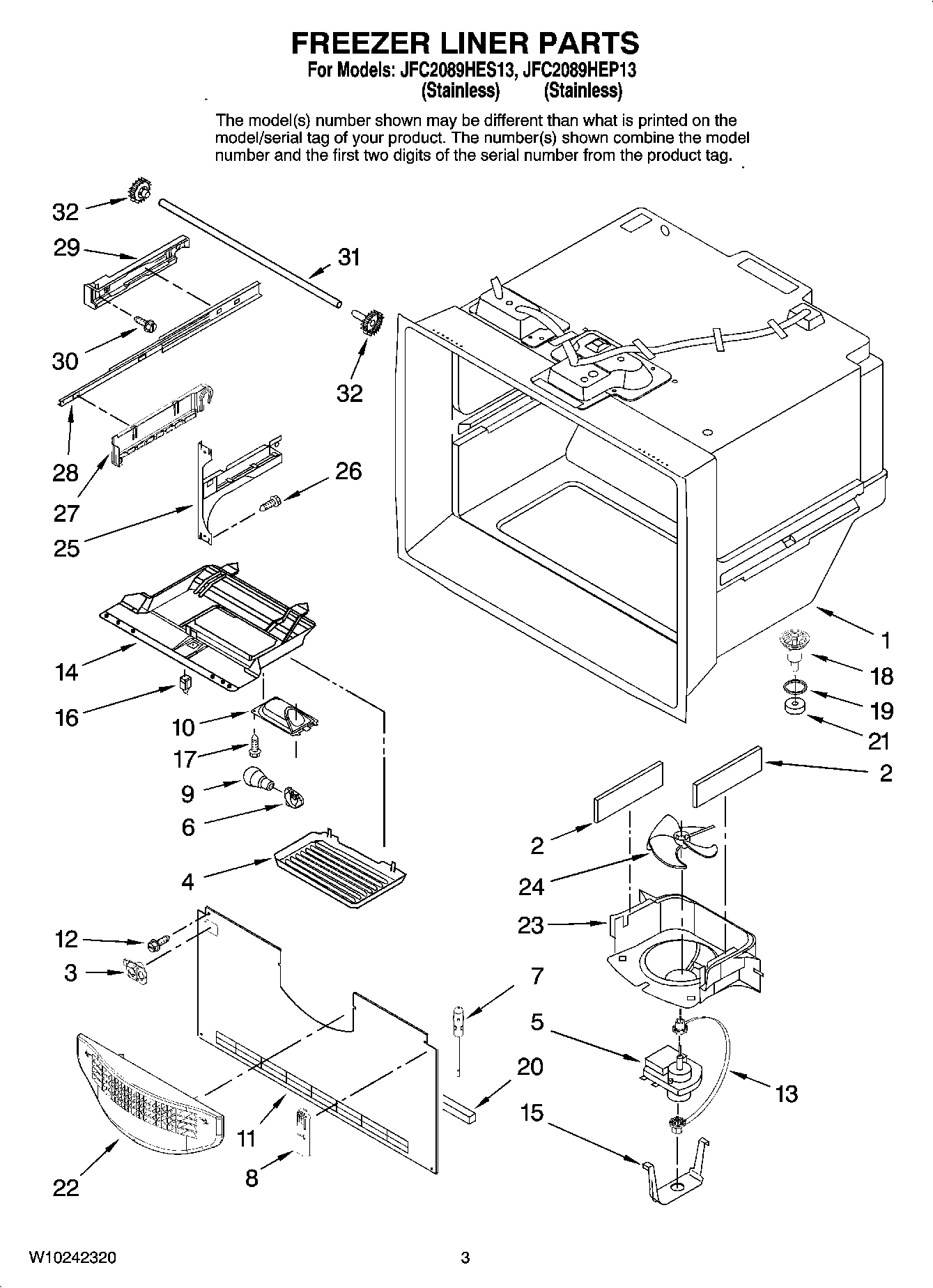 02 - FREEZER LINER PARTS