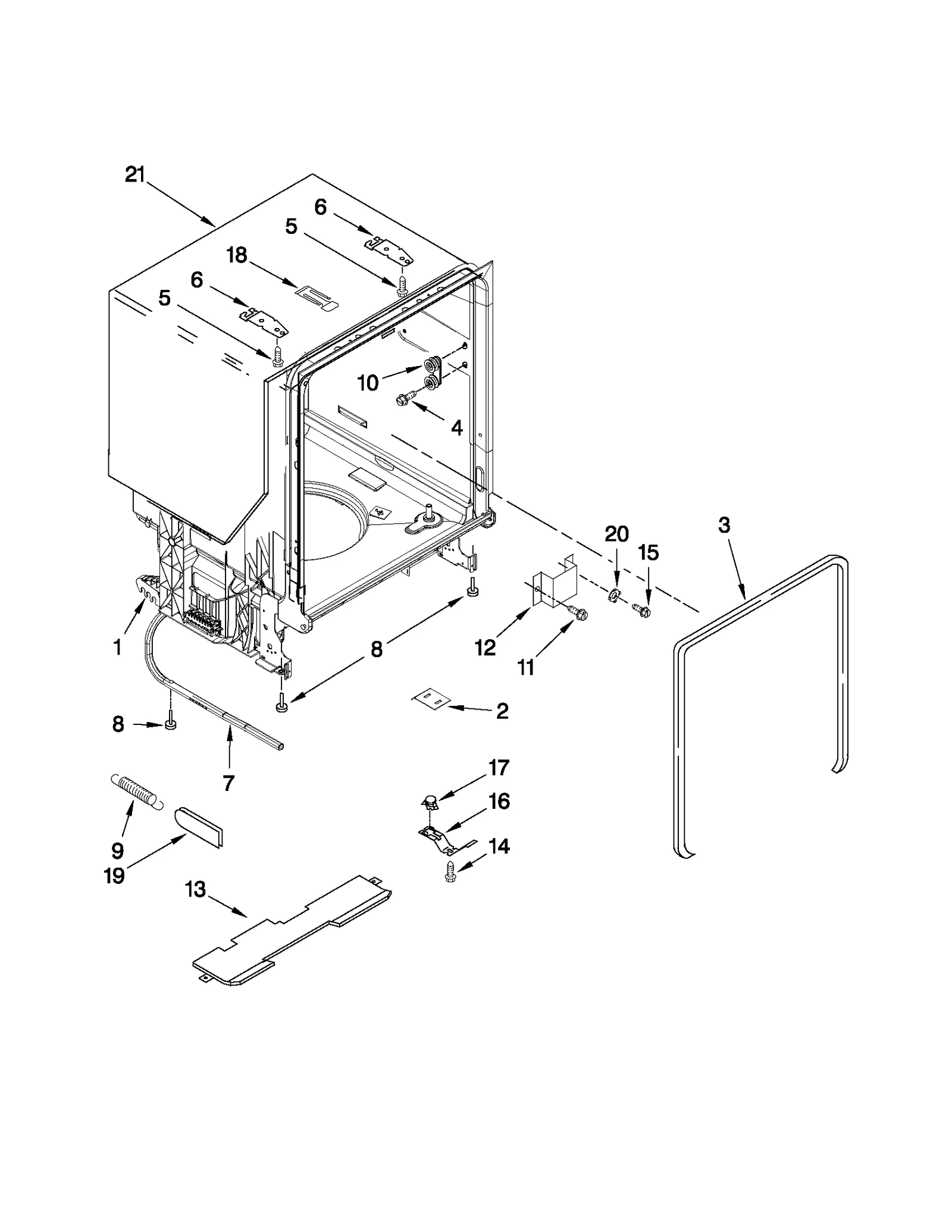 TUB AND FRAME PARTS