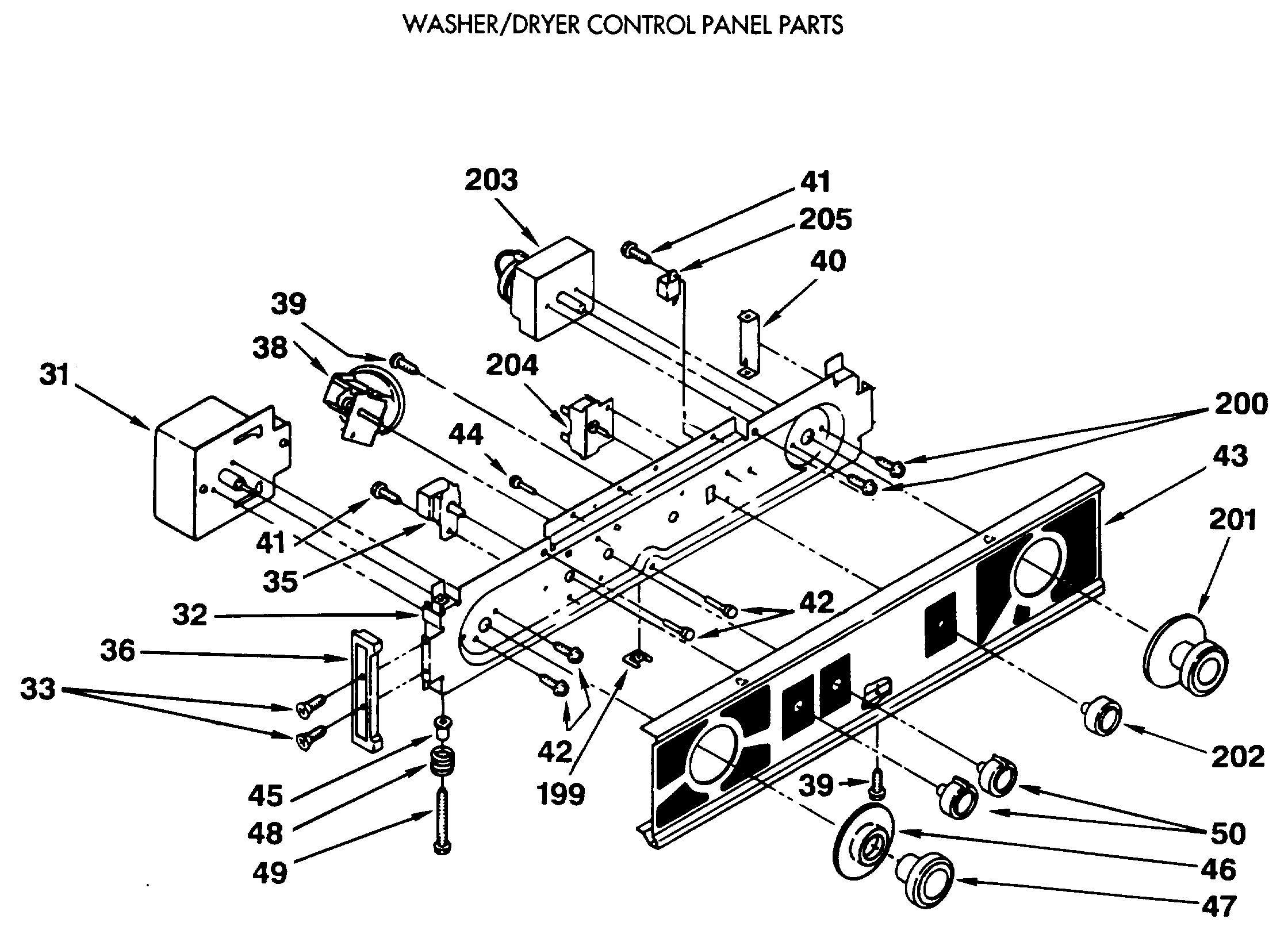 WASHER/DRYER CONTROL PANEL PARTS