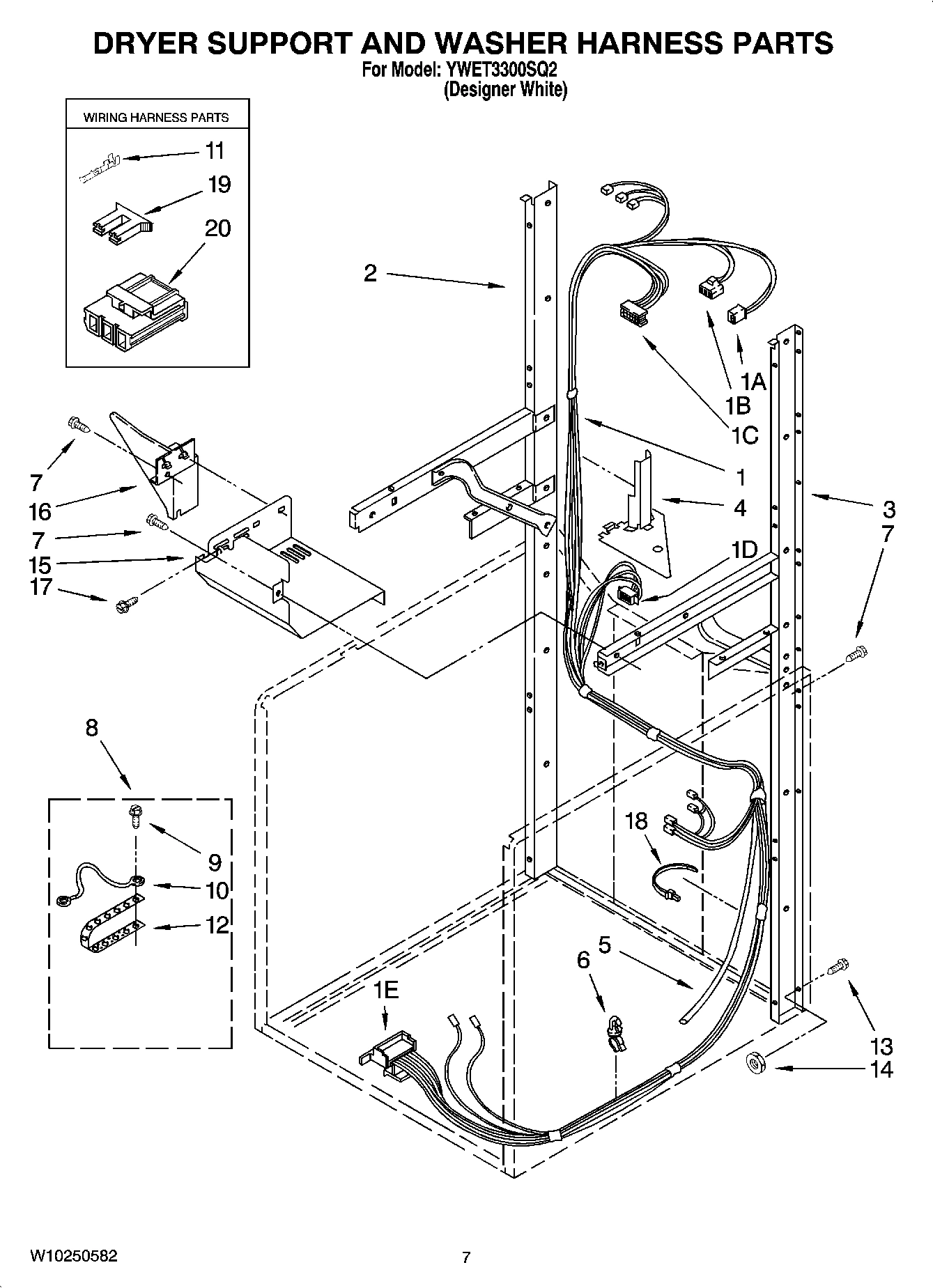 05 - DRYER SUPPORT AND WASHER HARNESS PARTS