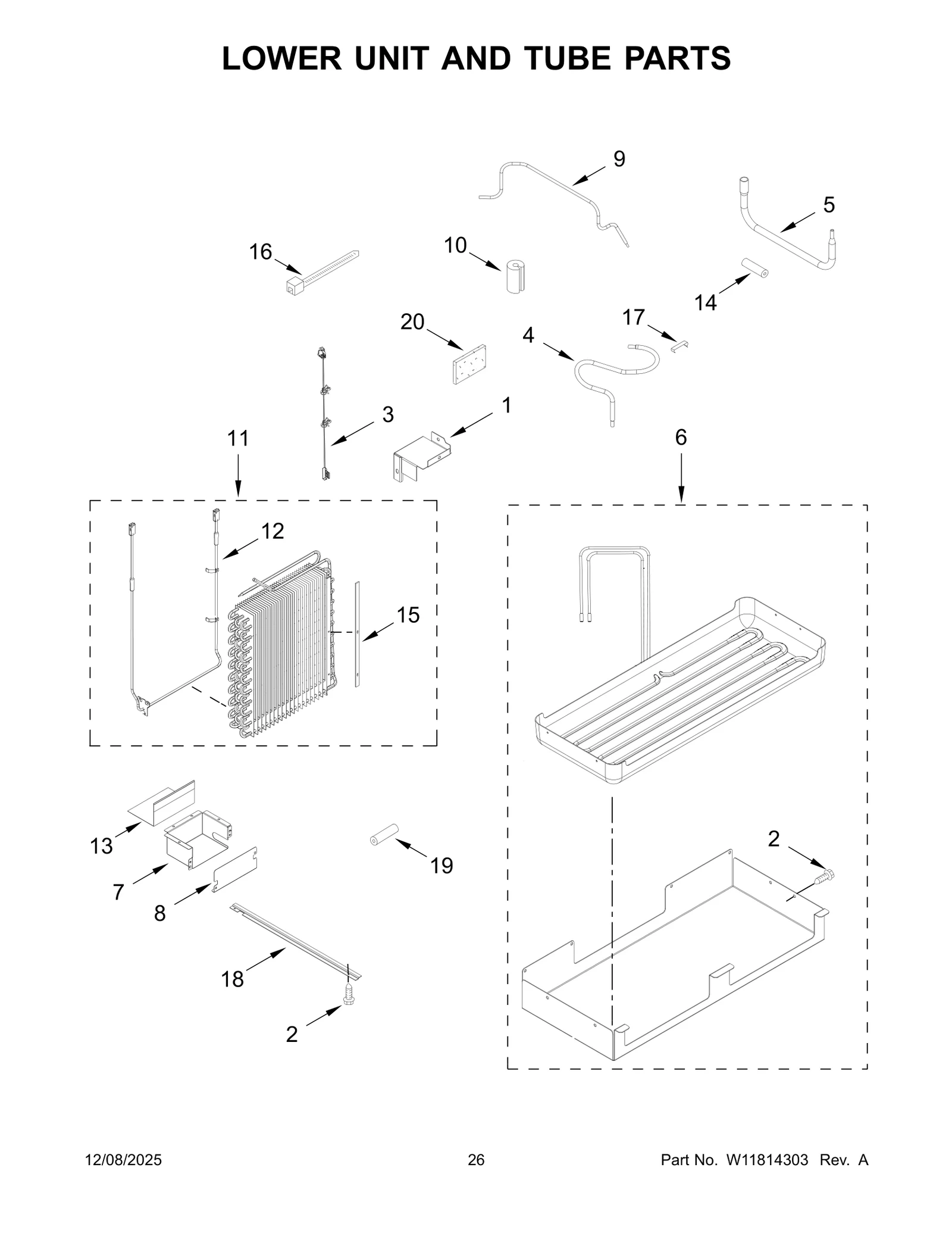 LOWER UNIT AND TUBE PARTS
