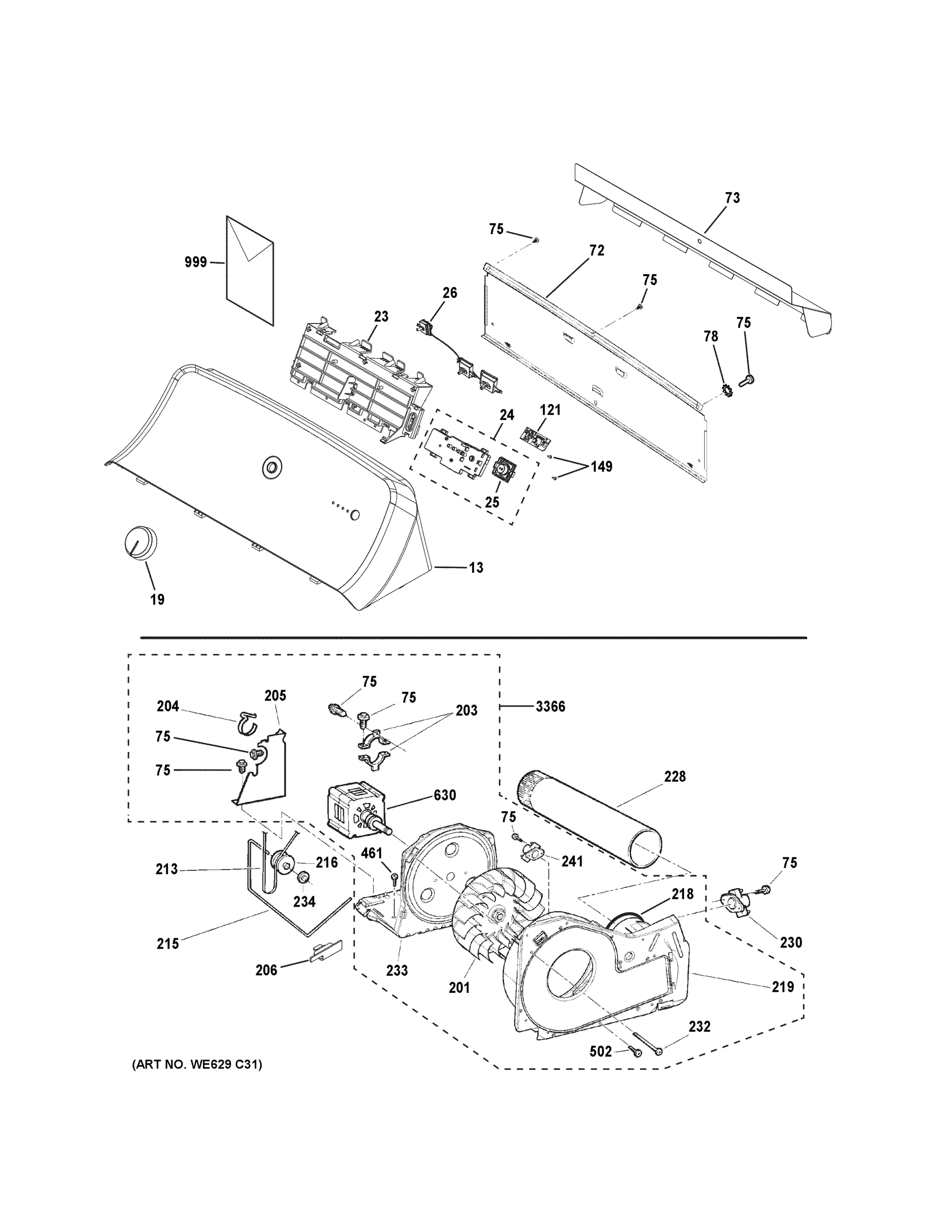 BACKSPLASH, BLOWER & MOTOR ASSEMBLY