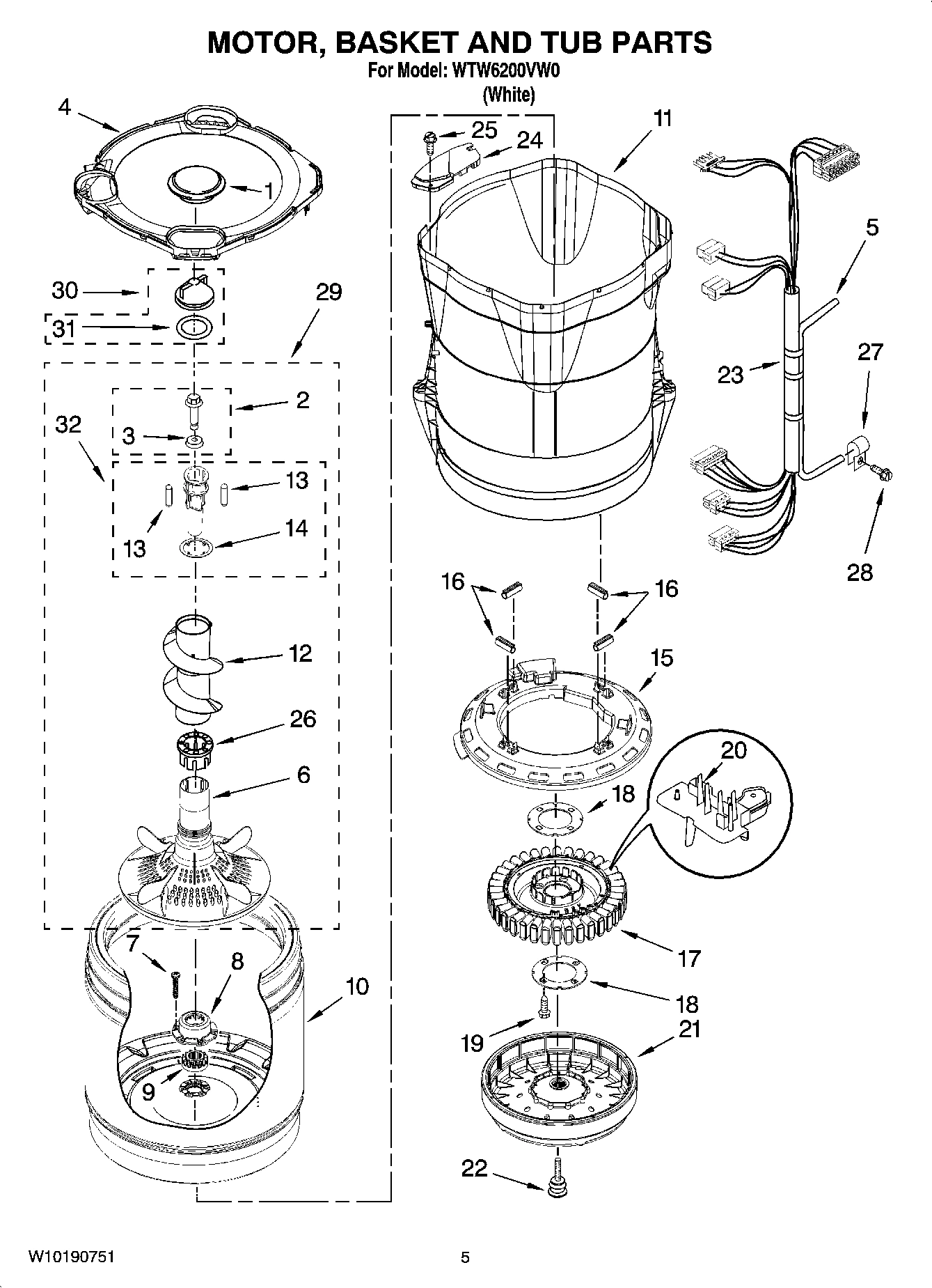 03 - MOTOR, BASKET AND TUB PARTS