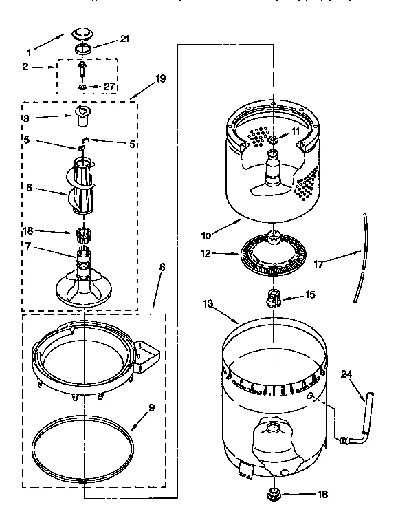 AGITATOR, BASKET & TUB