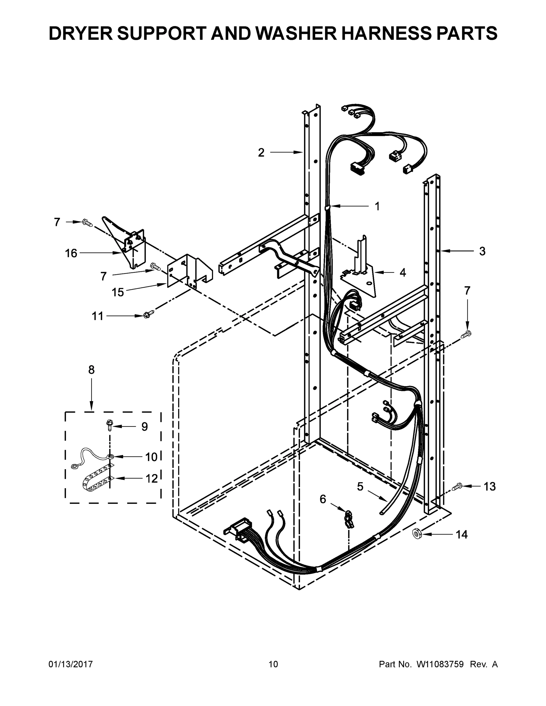 06 - DRYER SUPPORT AND WASHER HARNESS PARTS