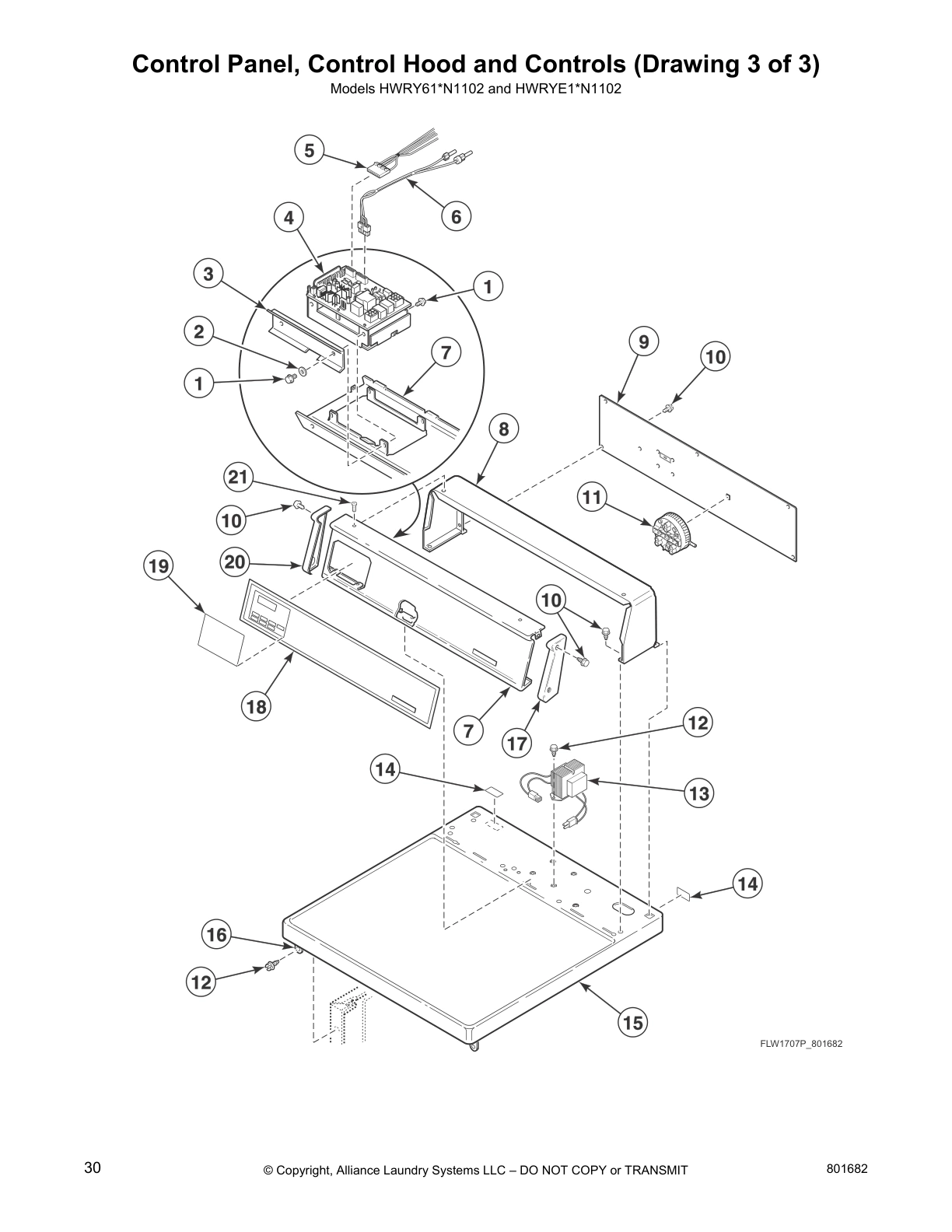 Control Panel, Control Hood and Controls (Drawing 3 of 3)