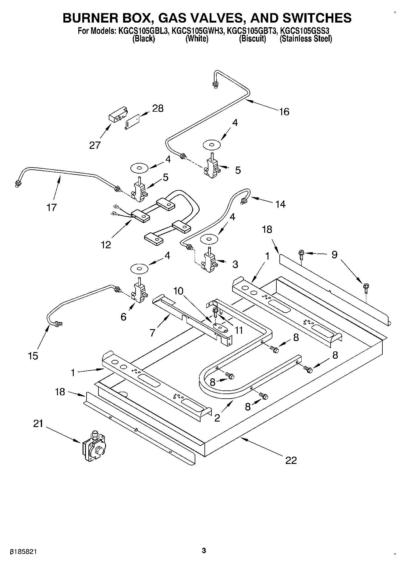02 - BURNER BOX, GAS VALVES, AND SWITCHES