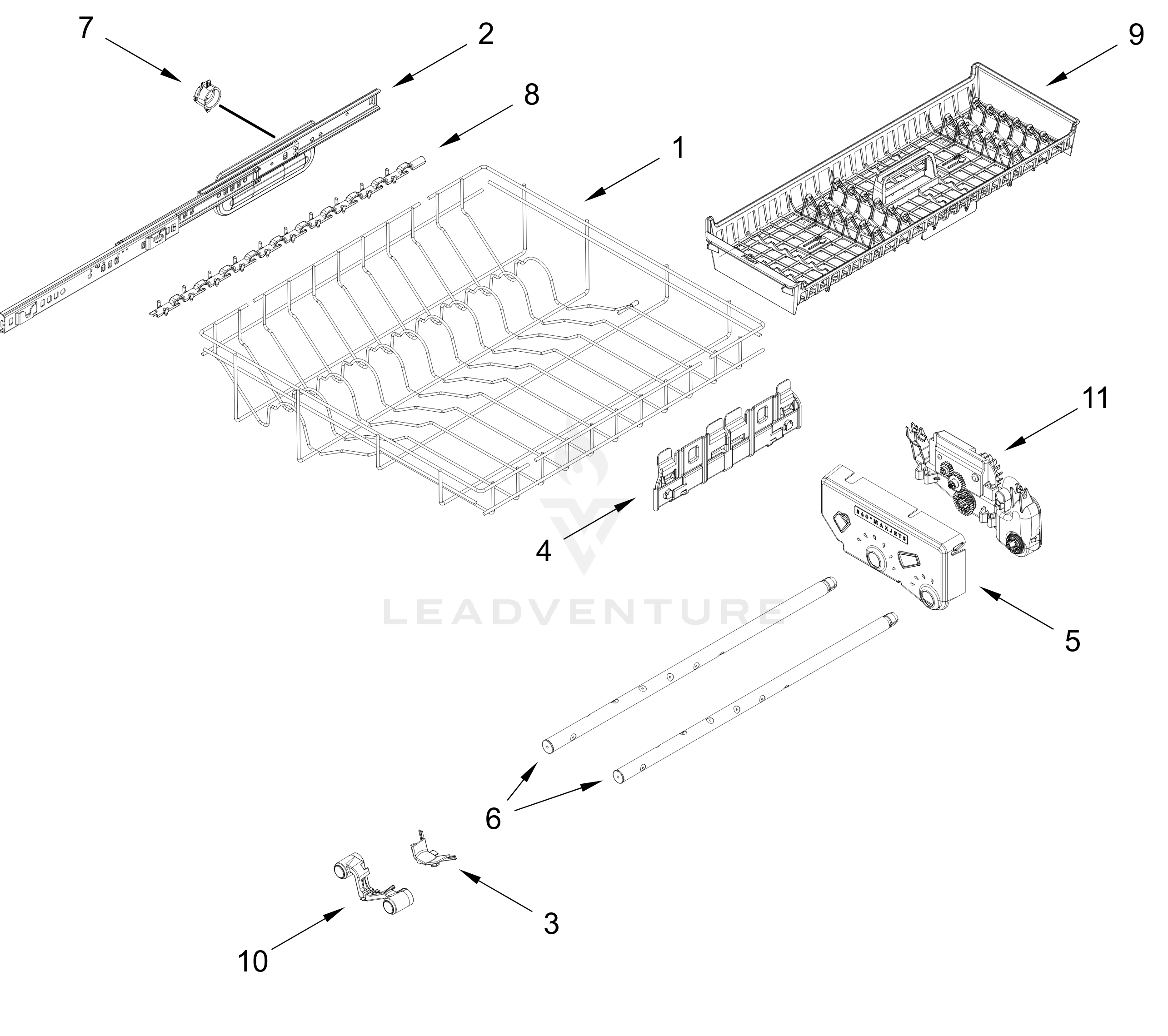 THIRD LEVEL RACK AND TRACK PARTS