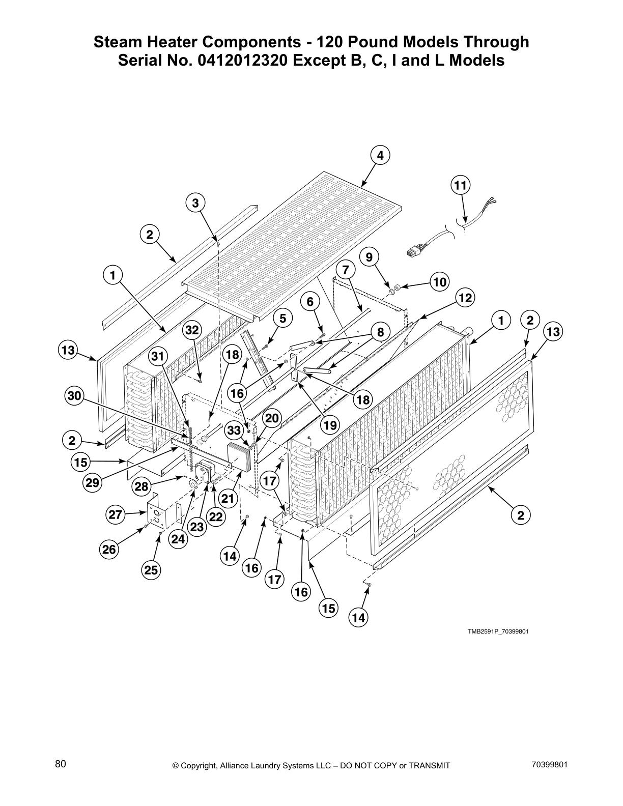 Steam Heater Components - 120 Pound Models Through
Serial No. 0412012320 Except B, C, I and L Models