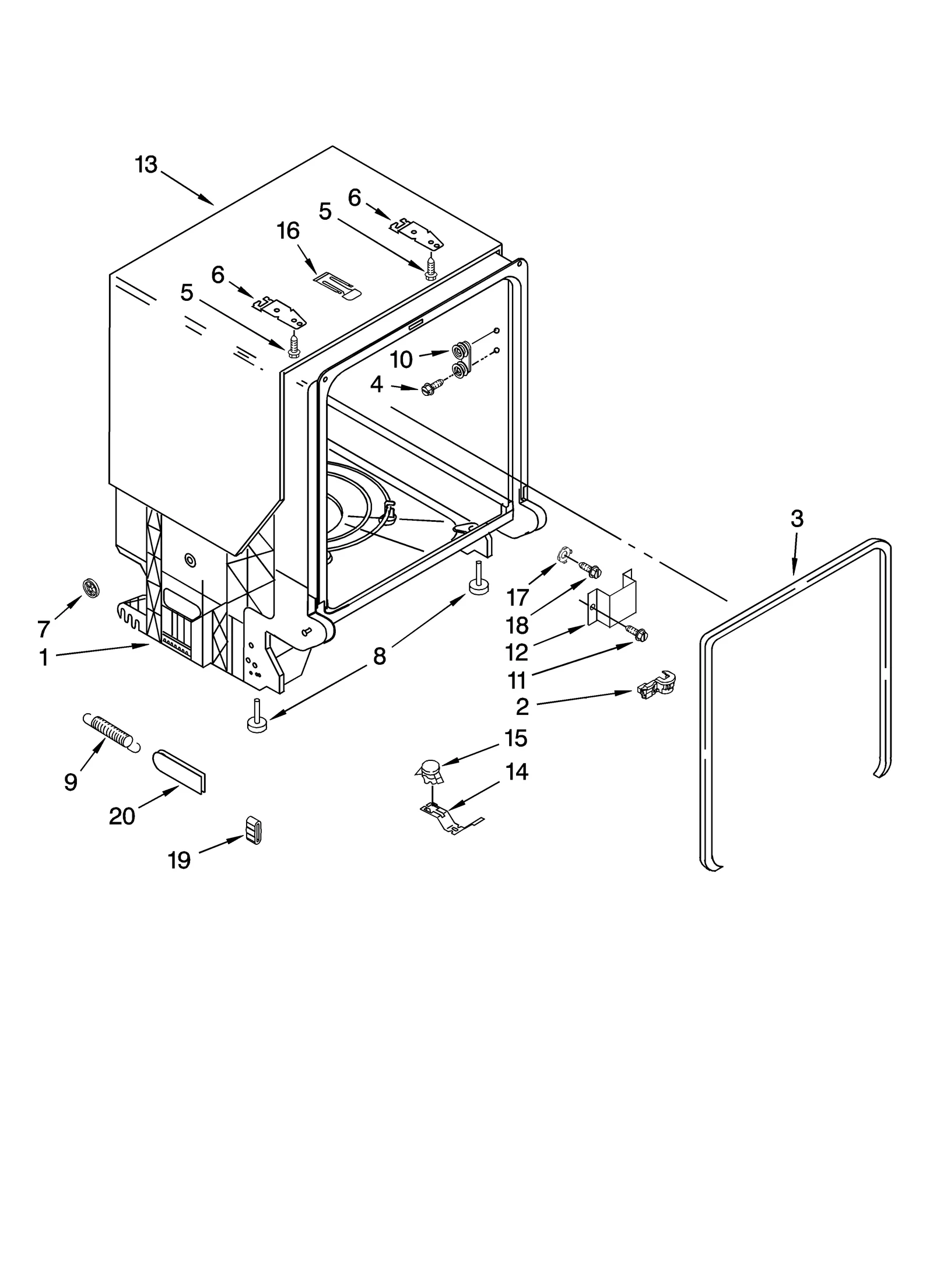 TUB AND FRAME PARTS