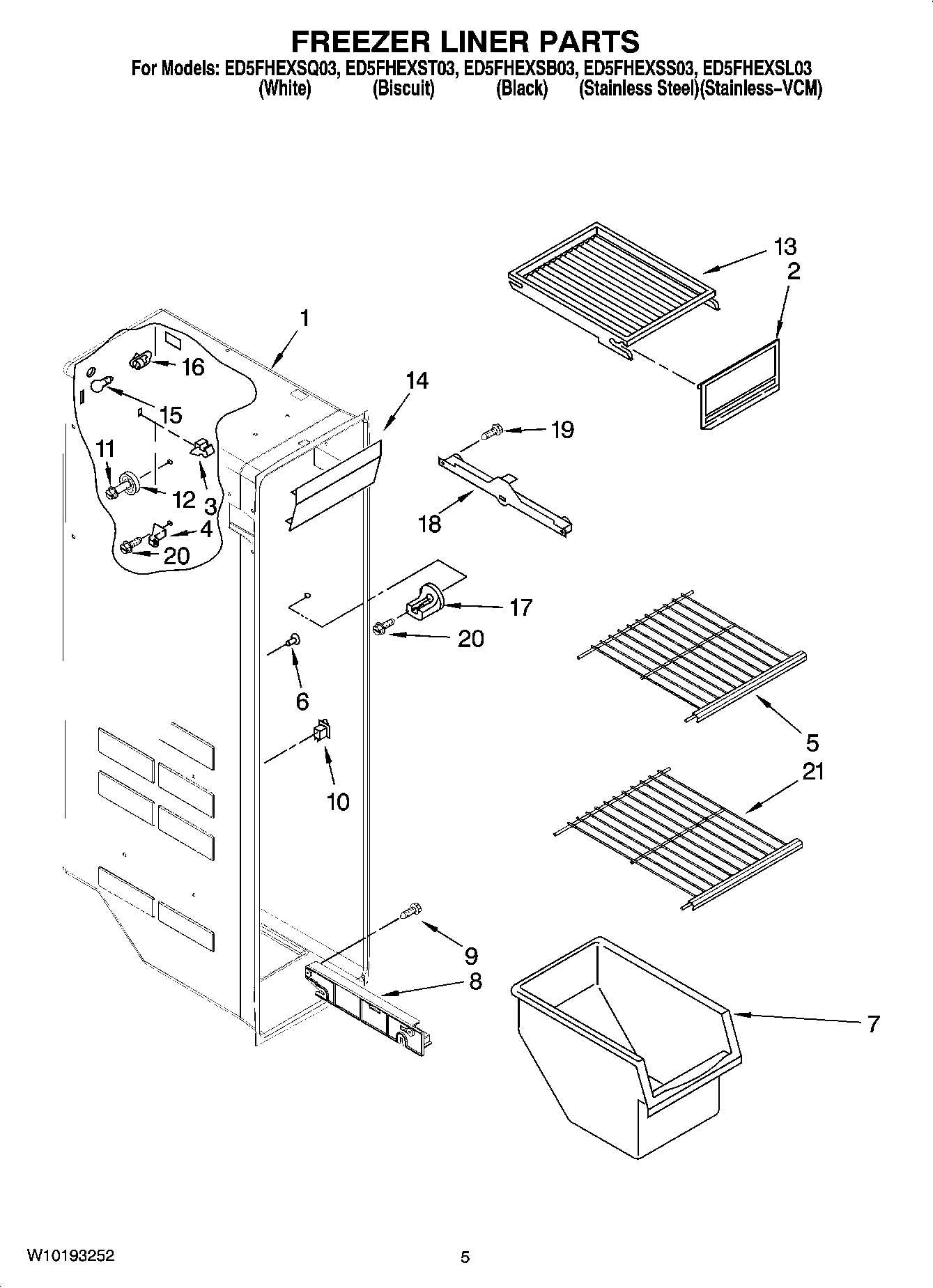 04 - FREEZER LINER PARTS