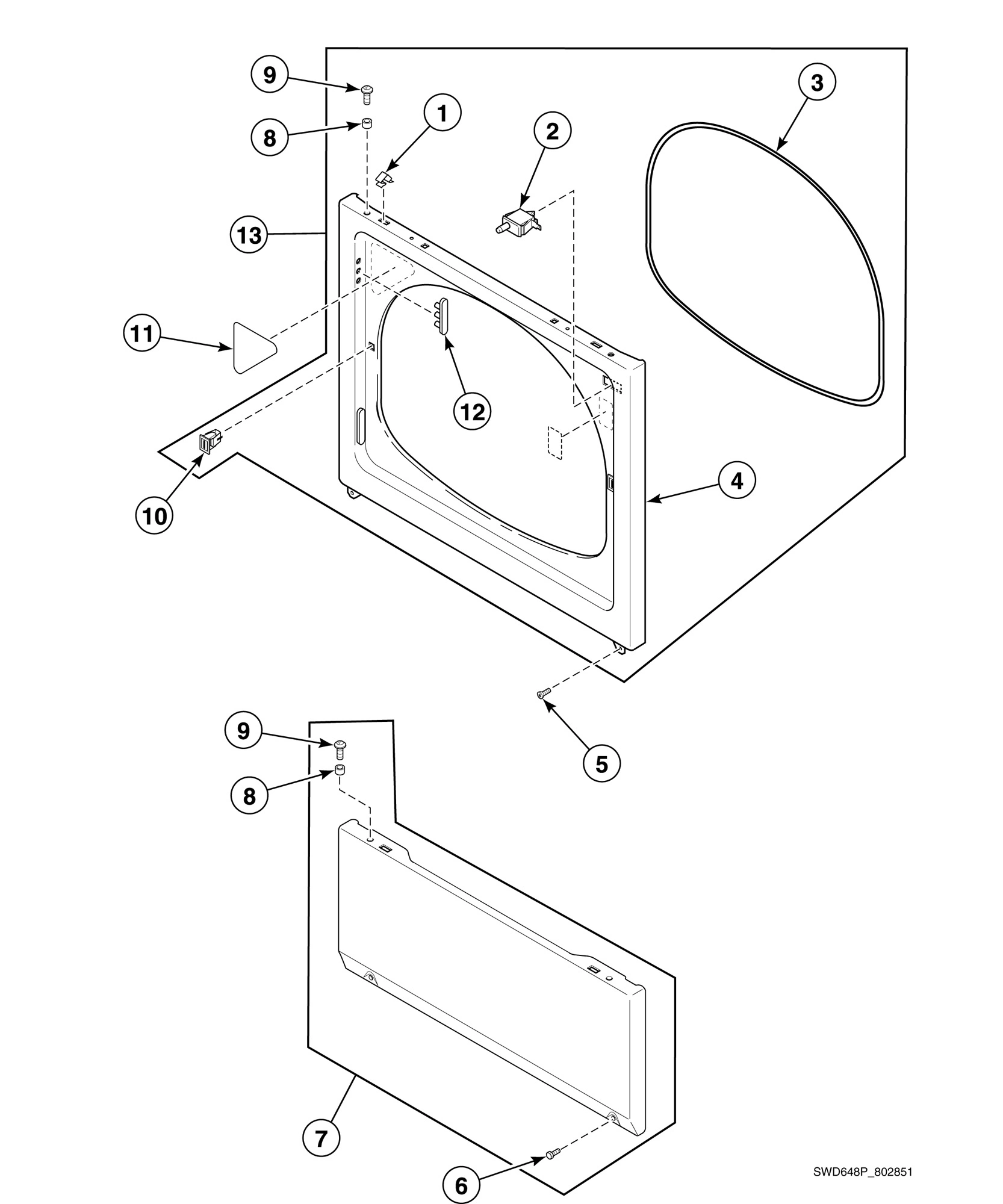 Dryer Access Panel, Front Panel and Seal